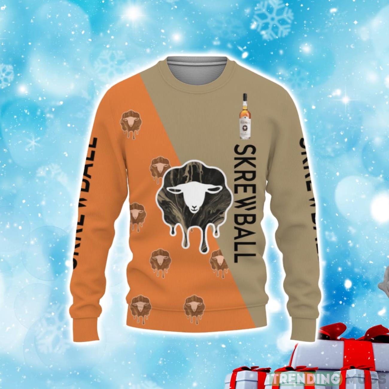 Skrewball Whiskey Beers And Whiskey Pattern Logo Christmas Sweater Product Photo 1 Skrewball Whiskey Beers And Whiskey Pattern Logo Christmas Sweater Product Photo 1
