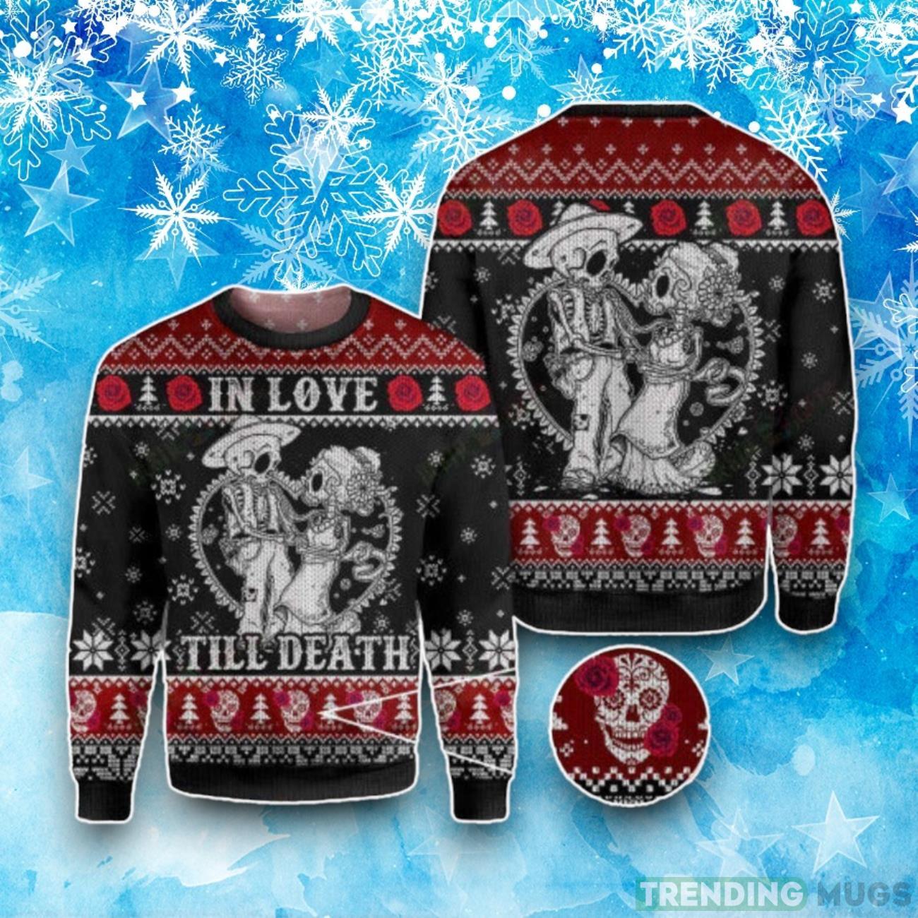 Skull In Love Till Death Ugly Christmas Sweater Product Photo 1