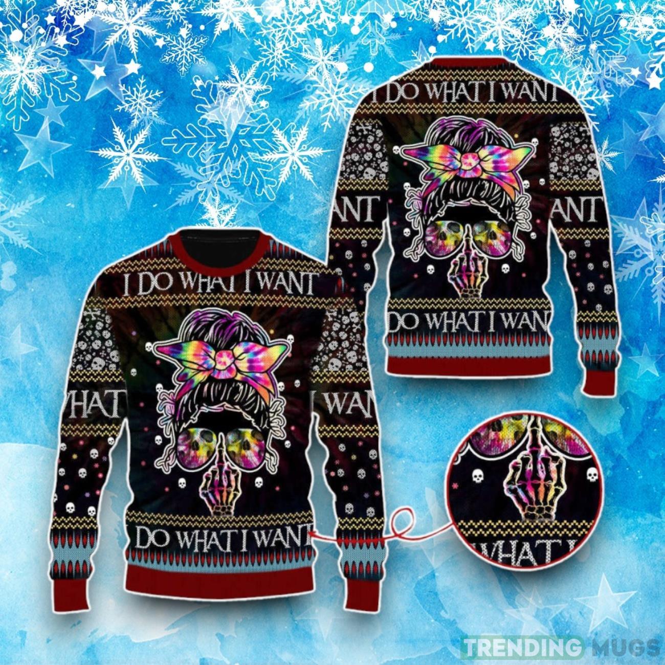 Skull Ugly Christmas Sweater – All Over Print I Do What I Want Product Photo 1 Skull Ugly Christmas Sweater – All Over Print I Do What I Want Product Photo 1