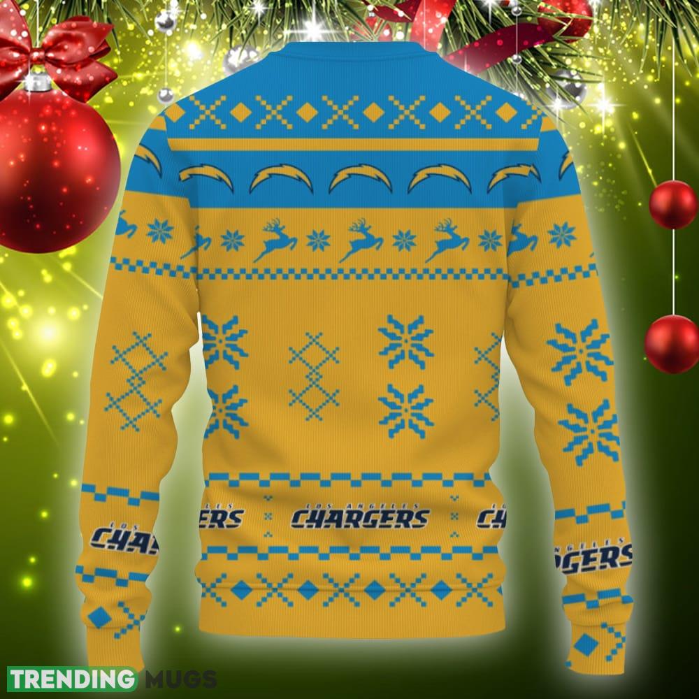 Snow Santa Pattern Logo Los Angeles Chargers Christmas Tree Knitted Christmas 3D Sweater Gift Holidays 3D Sweater Snow Santa Pattern Logo Los Angeles Chargers Christmas Tree Knitted Christmas 3D Sweater Gift Holidays 3D Sweater