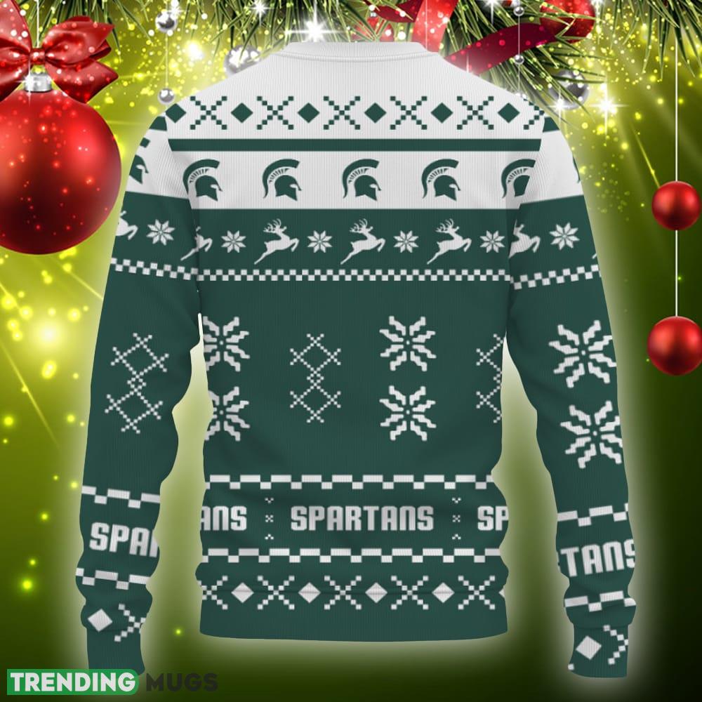 Snow Santa Pattern Logo Michigan State Spartans Christmas Tree Knitted Christmas Sweater Gift Holidays 3D Sweater Snow Santa Pattern Logo Michigan State Spartans Christmas Tree Knitted Christmas Sweater Gift Holidays 3D Sweater