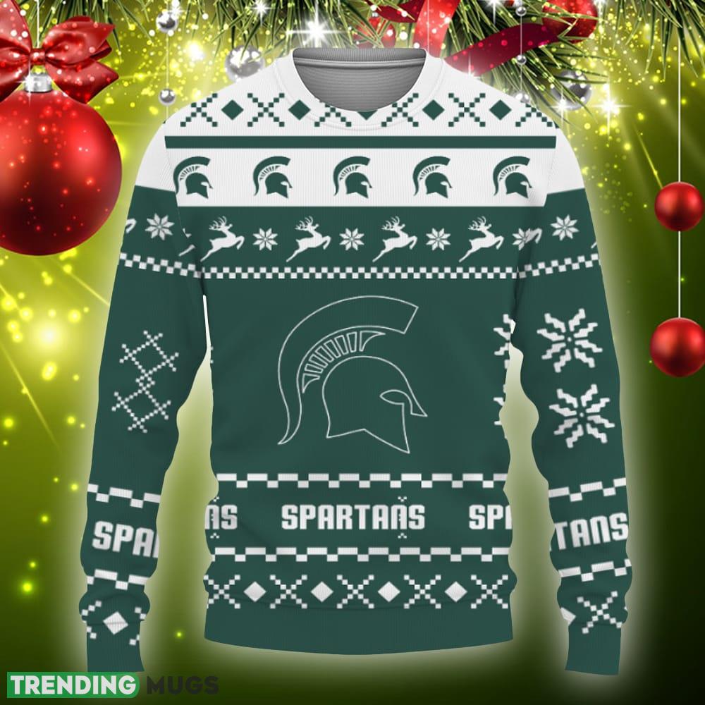 Snow Santa Pattern Logo Michigan State Spartans Christmas Tree Knitted Christmas Sweater Gift Holidays - 031123-081908 Snow Santa Pattern Logo Michigan State Spartans Christmas Tree Knitted Christmas Sweater Gift Holidays - 031123-081908