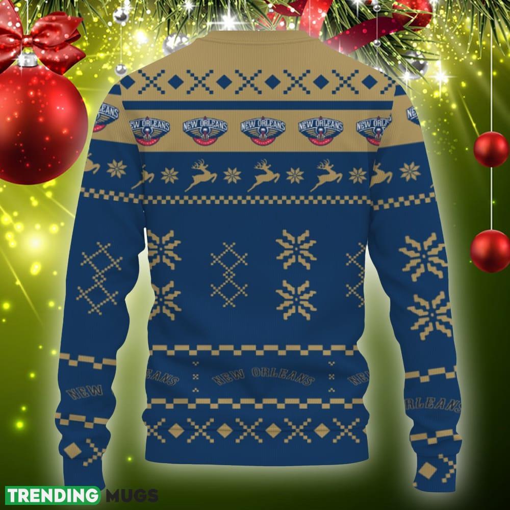 Snow Santa Pattern Logo New Orlean Pelicans Christmas Tree Knitted Xmas Sweater Gift Holidays 3D Sweater Snow Santa Pattern Logo New Orlean Pelicans Christmas Tree Knitted Xmas Sweater Gift Holidays 3D Sweater