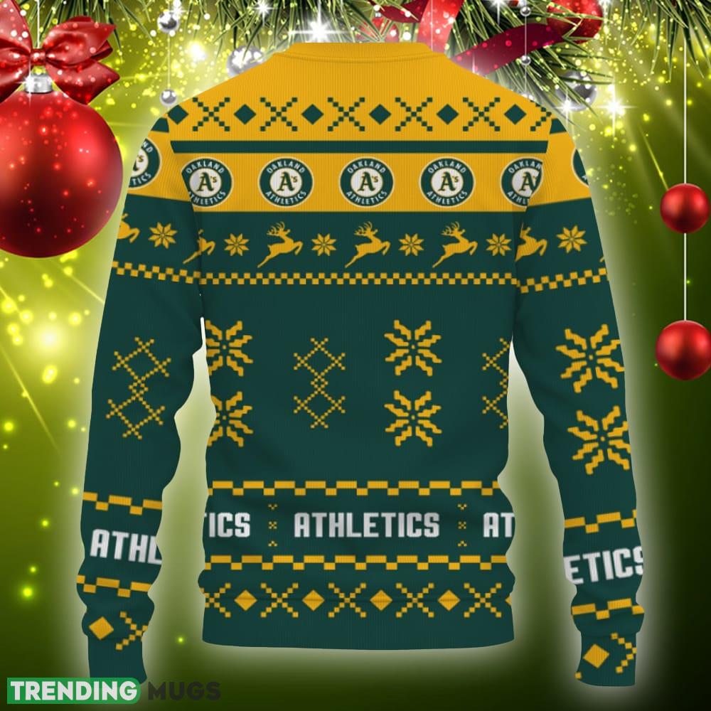 Snow Santa Pattern Logo Oakland Athletics Christmas Tree Ugly Christmas Sweater Gift Holidays 3D Sweater Snow Santa Pattern Logo Oakland Athletics Christmas Tree Ugly Christmas Sweater Gift Holidays 3D Sweater