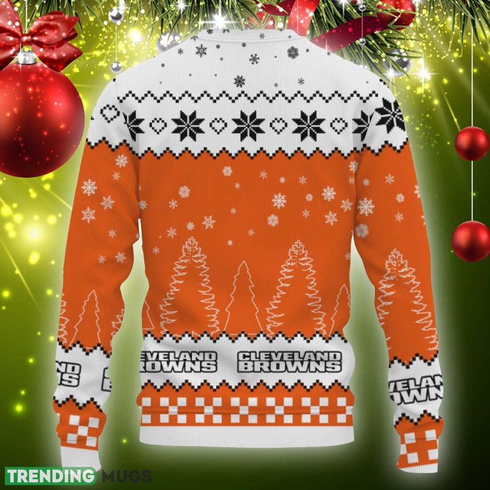 Snow Team Logo Cleveland Browns Gifts For Fan Christmas Tree Ugly Xmas Sweater Gift Holidays 3D Sweater Snow Team Logo Cleveland Browns Gifts For Fan Christmas Tree Ugly Xmas Sweater Gift Holidays 3D Sweater