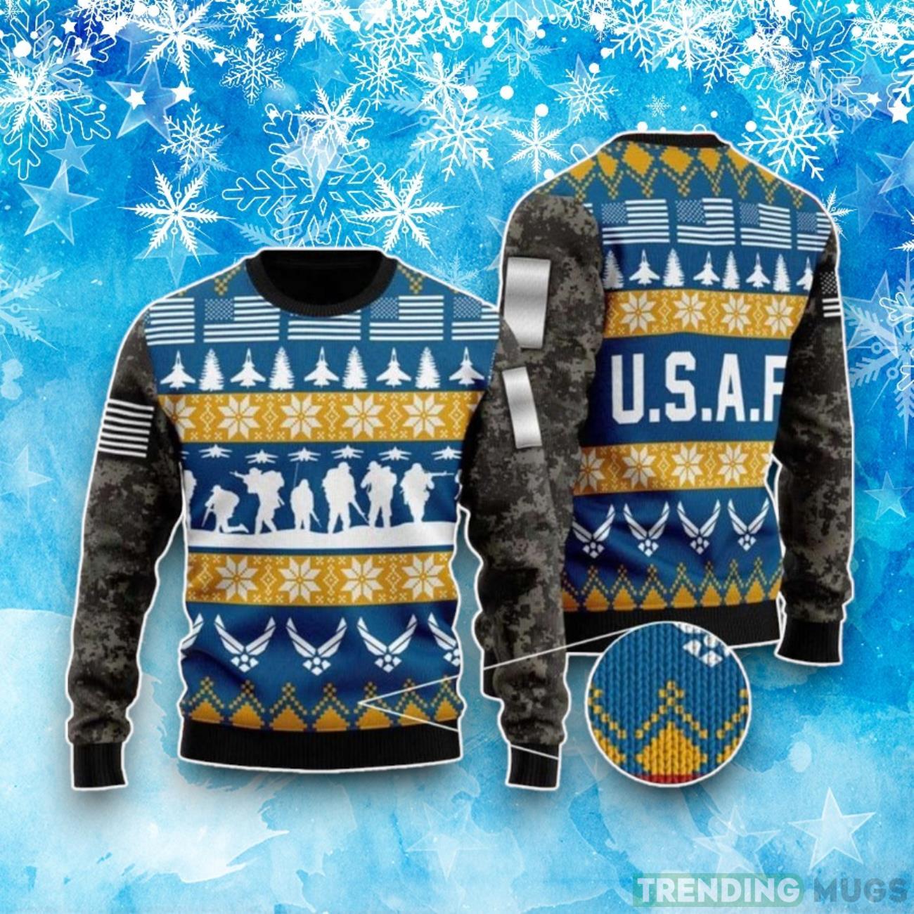 Soldier Air Force One Veteran Day Rank Ugly Christmas Sweater Product Photo 1