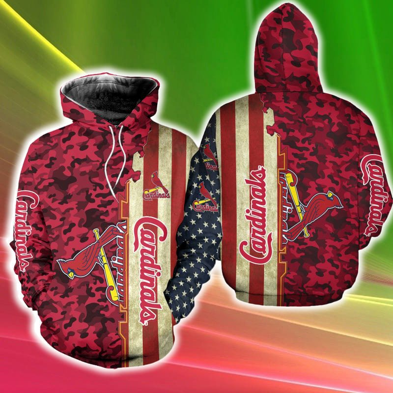 St. Louis Cardinals America Flag Snowflake 3D Hoodie Zip Hoodie Cold All Over Printed For Fans Gift Christmas Holidays - 231123-083351