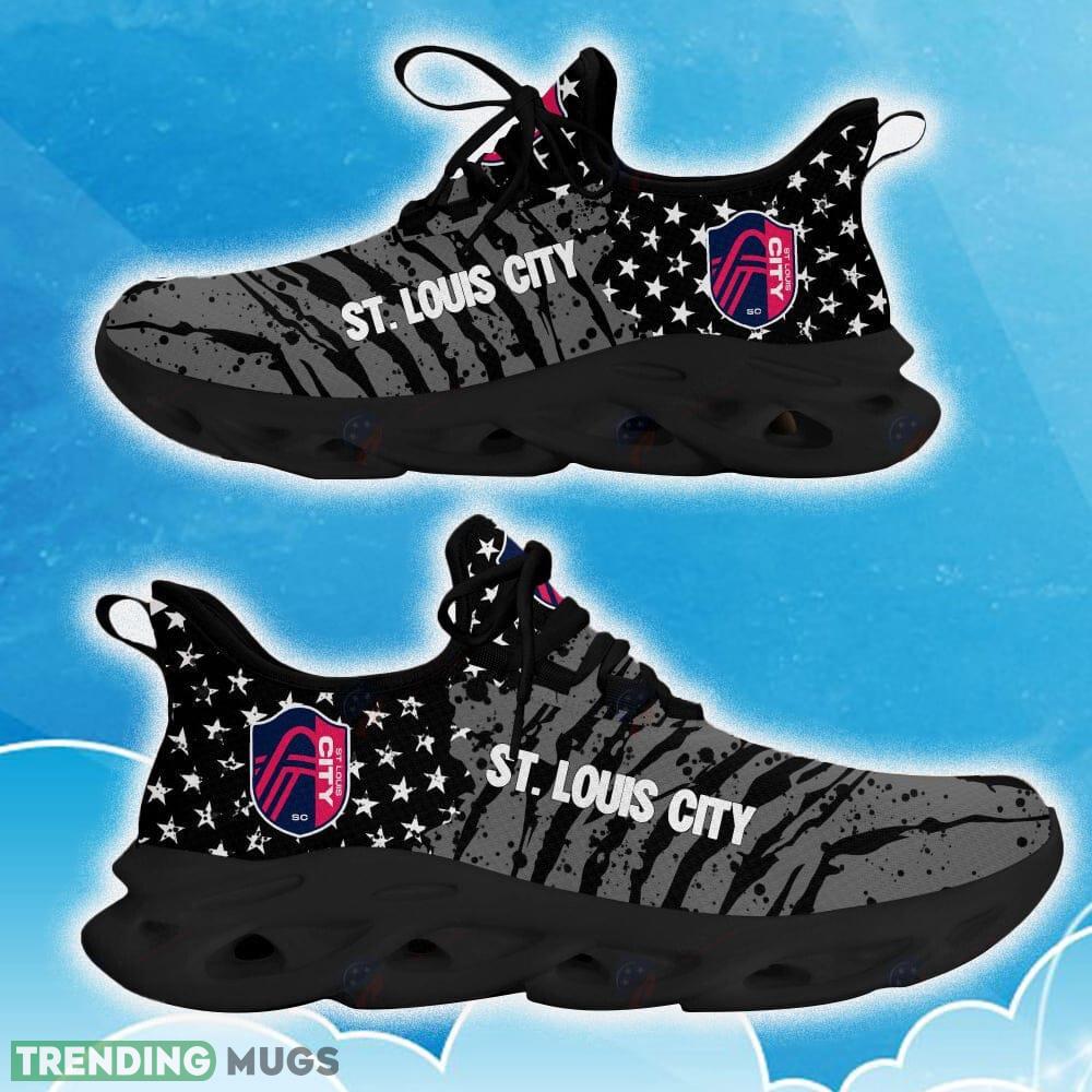 St. Louis City SC Black New Chunky Shoes Camo Logo Printed For Men And Women Gift Fans Max Soul Sneakers - St. Louis City SC Clunky Sneakers Photo 1 St. Louis City SC Black New Chunky Shoes Camo Logo Printed For Men And Women Gift Fans Max Soul Sneakers - St. Louis City SC Clunky Sneakers Photo 1