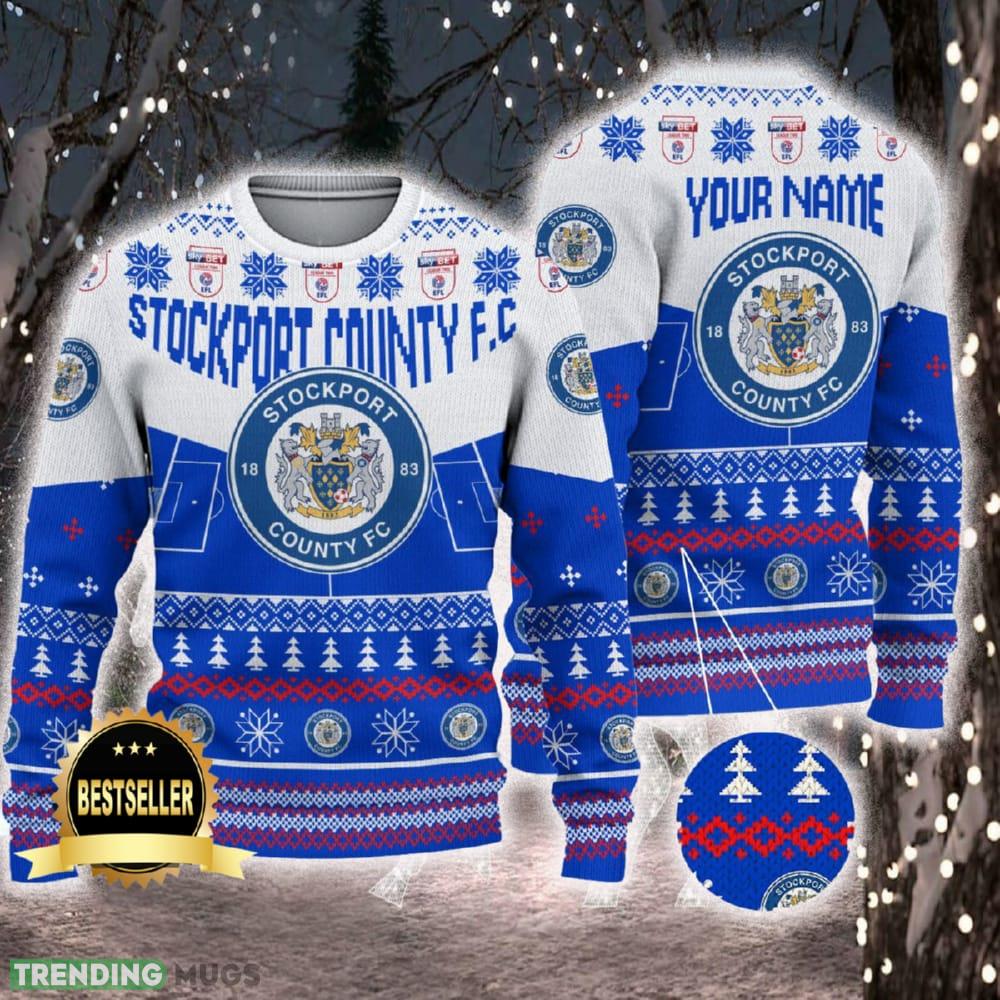 Stockport County FC Ugly Christmas Sweater Logo Custom Name Gift Fans - Stockport County FC Ugly Christmas Sweater Logo Custom Name Gift Fans Stockport County FC Ugly Christmas Sweater Logo Custom Name Gift Fans - Stockport County FC Ugly Christmas Sweater Logo Custom Name Gift Fans