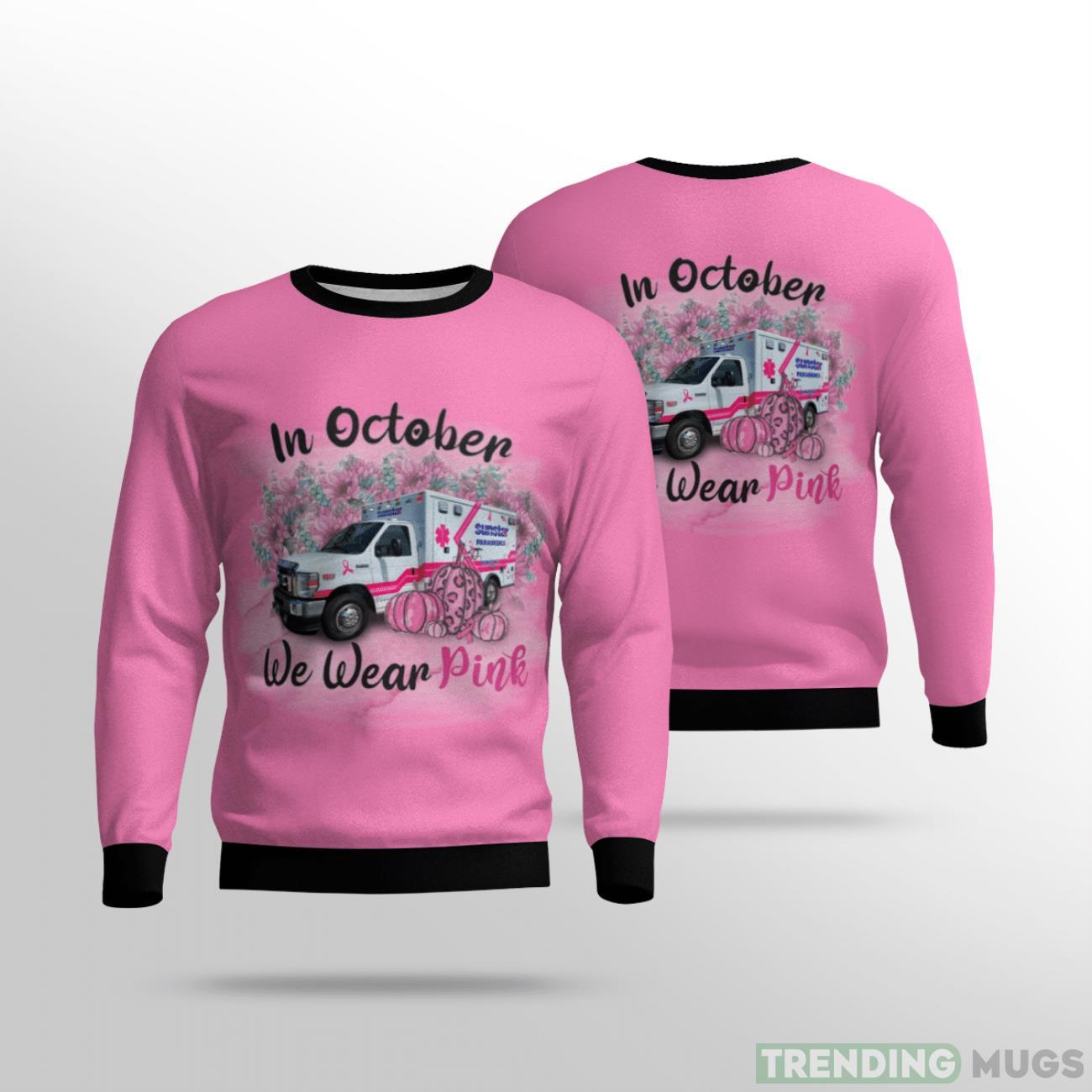 Sunstar Paramedics In Octorber We Wear Pink Christmas Ugly Sweater Product Photo 1 Sunstar Paramedics In Octorber We Wear Pink Christmas Ugly Sweater Product Photo 1
