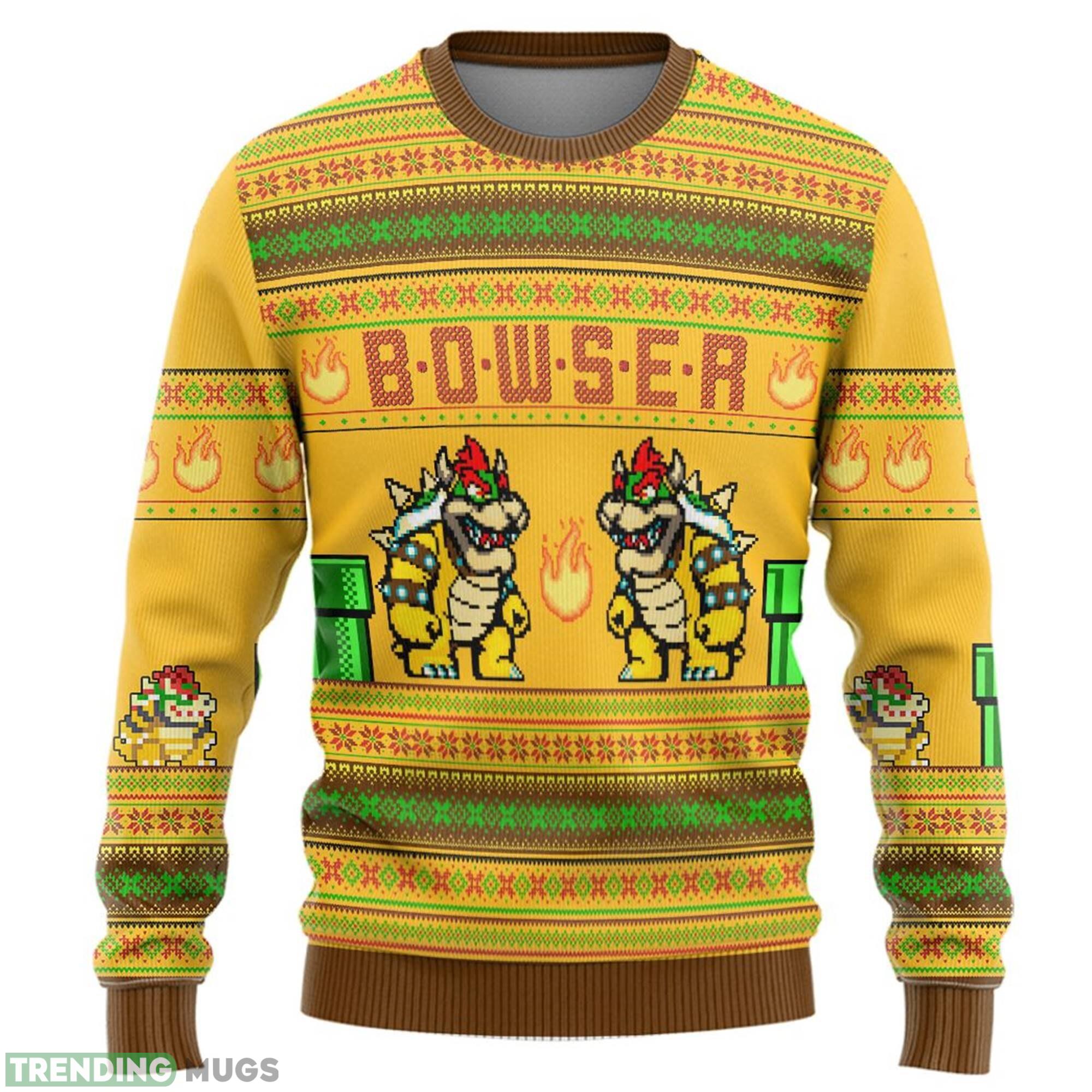 Super Mario Bowser Ugly Super Mario Luigi Ugly Sweater Yellow Bowser Mario Bros Video Game Xmas 3D Sweater Super Mario Bowser Ugly Super Mario Luigi Ugly Sweater Yellow Bowser Mario Bros Video Game Xmas 3D Sweater