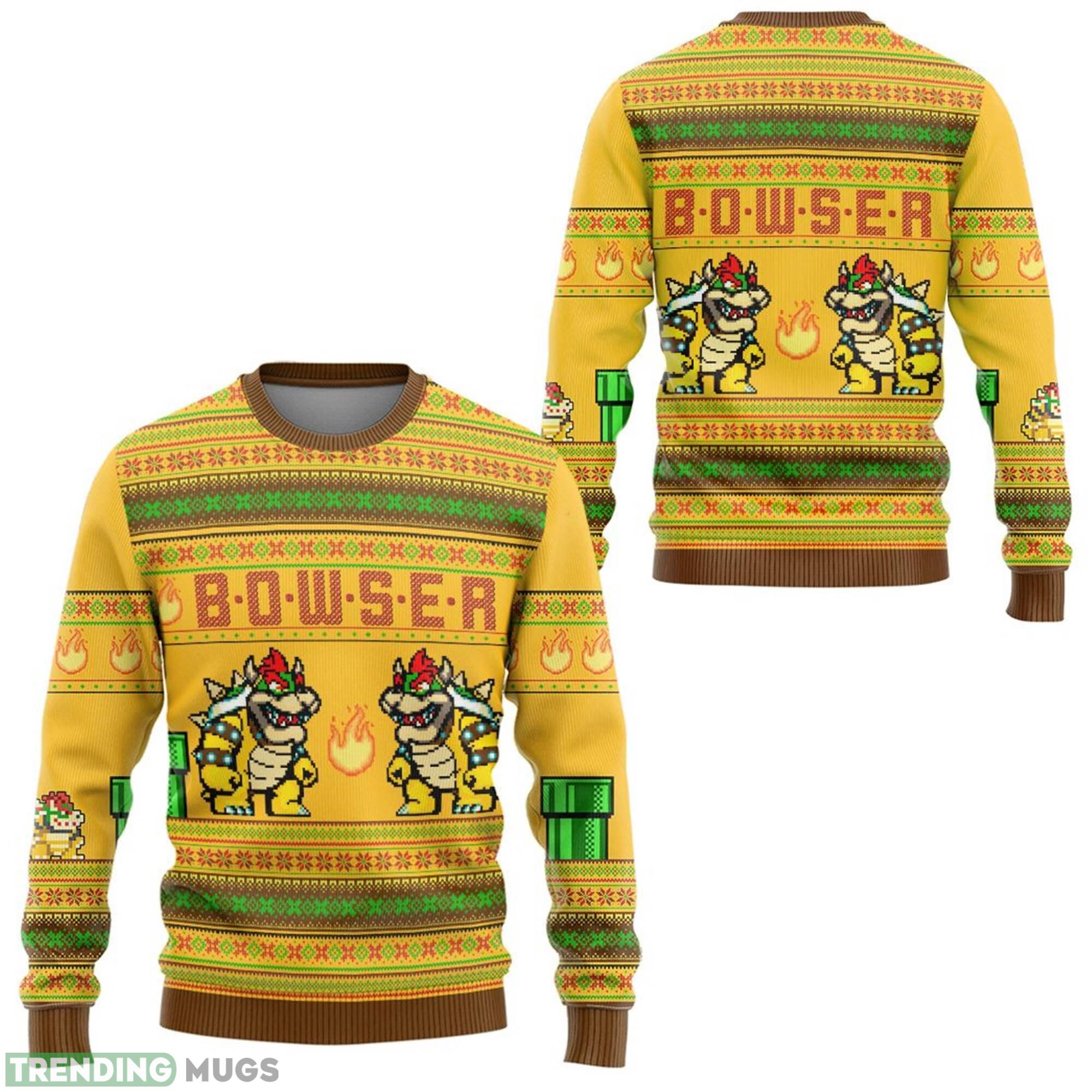 Super Mario Bowser Ugly Super Mario Luigi Ugly Sweater Yellow Bowser Mario Bros Video Game Xmas 3D Sweater Super Mario Bowser Ugly Super Mario Luigi Ugly Sweater Yellow Bowser Mario Bros Video Game Xmas 3D Sweater