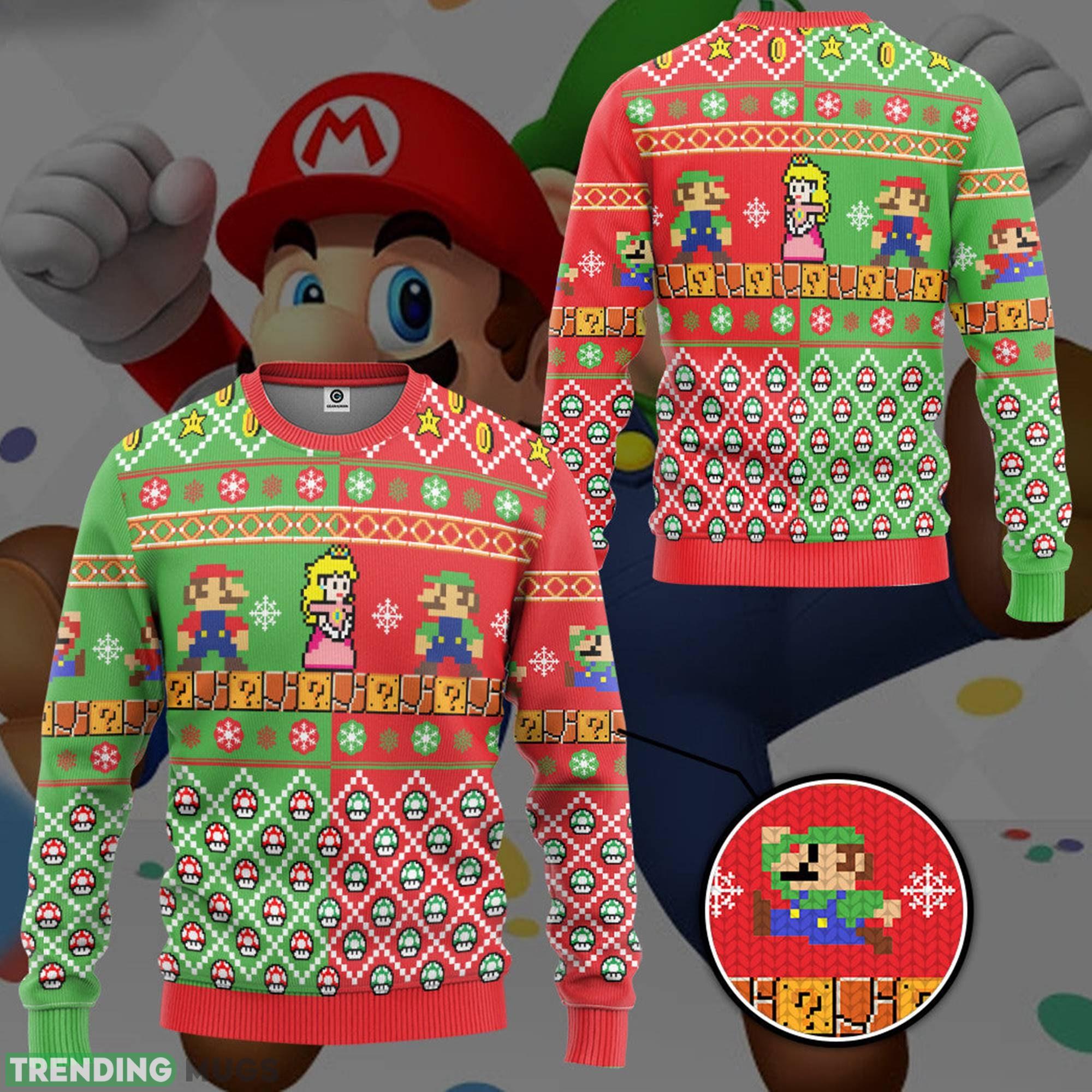 Super Mario Bros Ugly Super Mario Luigi Ugly Sweater Bowser Mario Bros Video Game Xmas - Super Mario Bros Ugly Christmas Sweatshirt  Super Mario Luigi Ugly Sweater  Bowser Mario Bros Video Game Xmas Sweatshirt_1
