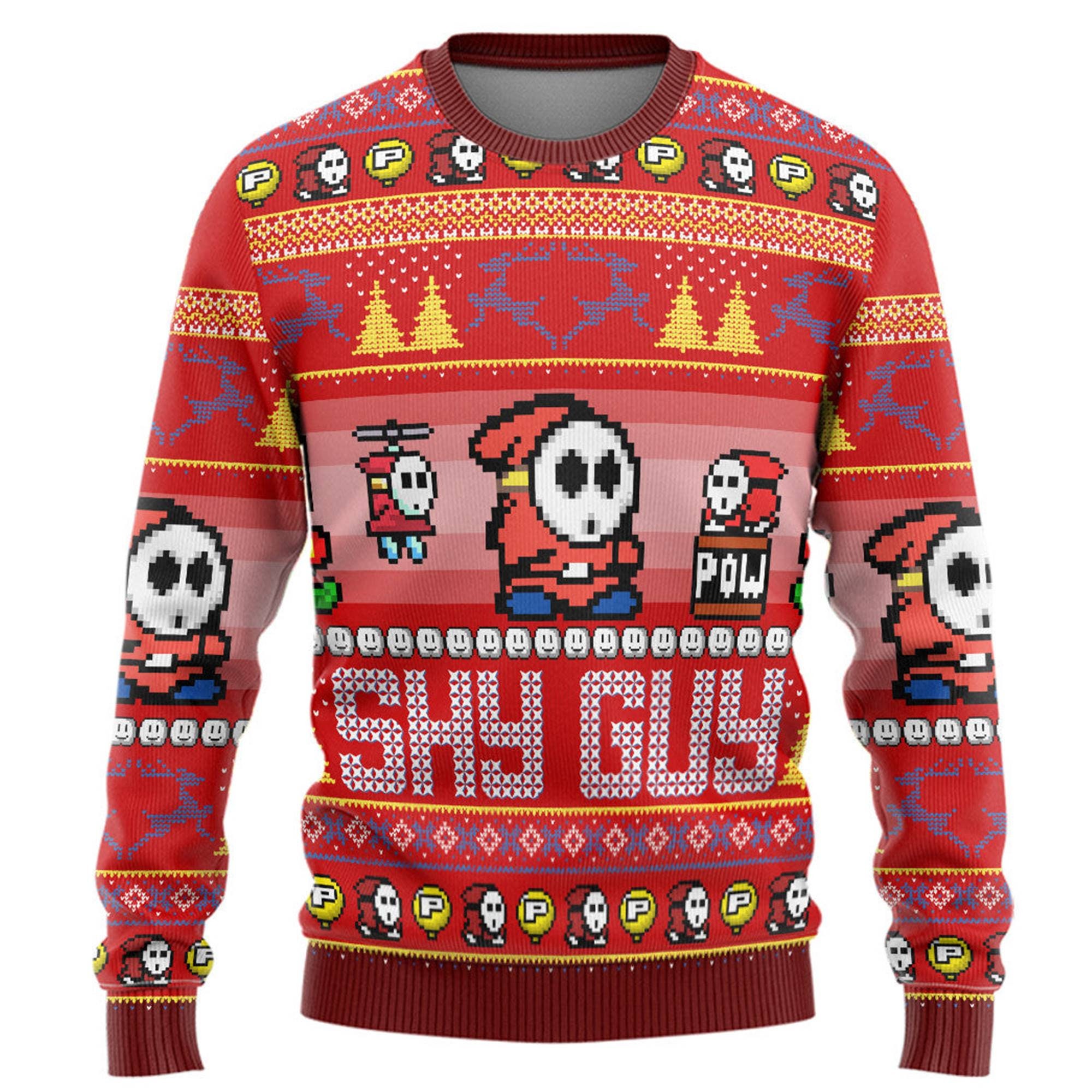Super Mario Shy Guy Ugly Mario Luigi Princess Peach Christmas Sweater Bowser Mario Bros Video Game Xmas 3D Sweater Super Mario Shy Guy Ugly Mario Luigi Princess Peach Christmas Sweater Bowser Mario Bros Video Game Xmas 3D Sweater