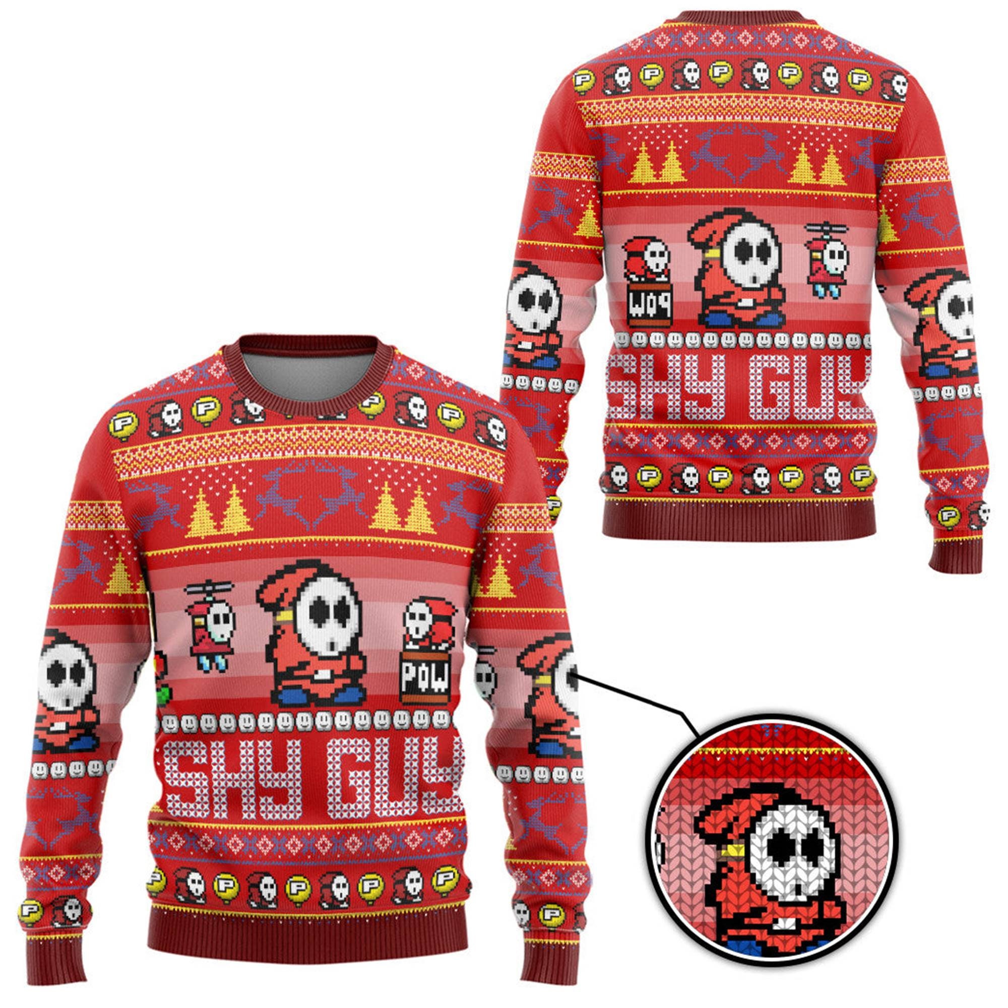 Super Mario Shy Guy Ugly Mario Luigi Princess Peach Christmas Sweater Bowser Mario Bros Video Game Xmas 3D Sweater Super Mario Shy Guy Ugly Mario Luigi Princess Peach Christmas Sweater Bowser Mario Bros Video Game Xmas 3D Sweater