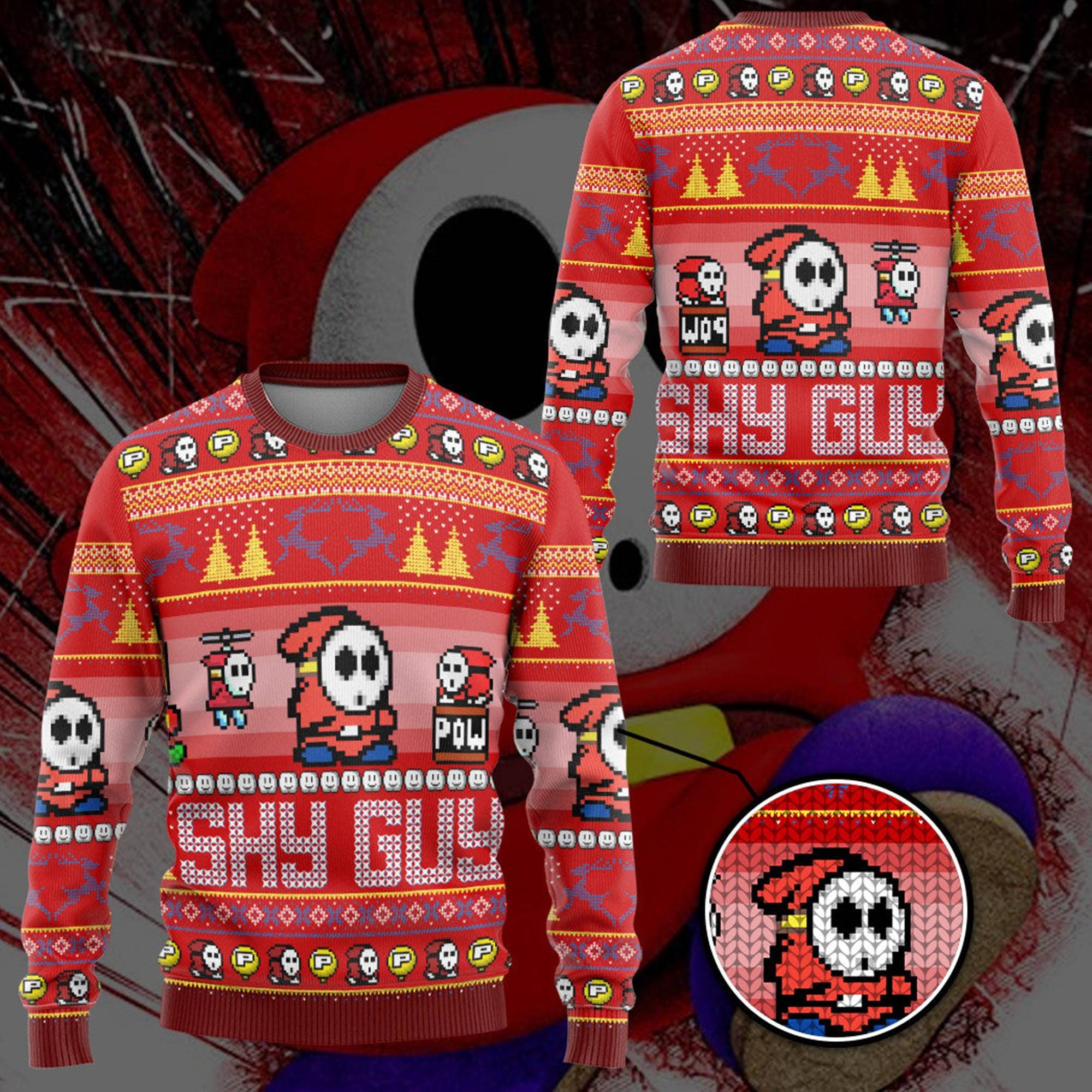 Super Mario Shy Guy Ugly Mario Luigi Princess Peach Christmas Sweater Bowser Mario Bros Video Game Xmas - 271123-083715 Super Mario Shy Guy Ugly Mario Luigi Princess Peach Christmas Sweater Bowser Mario Bros Video Game Xmas - 271123-083715