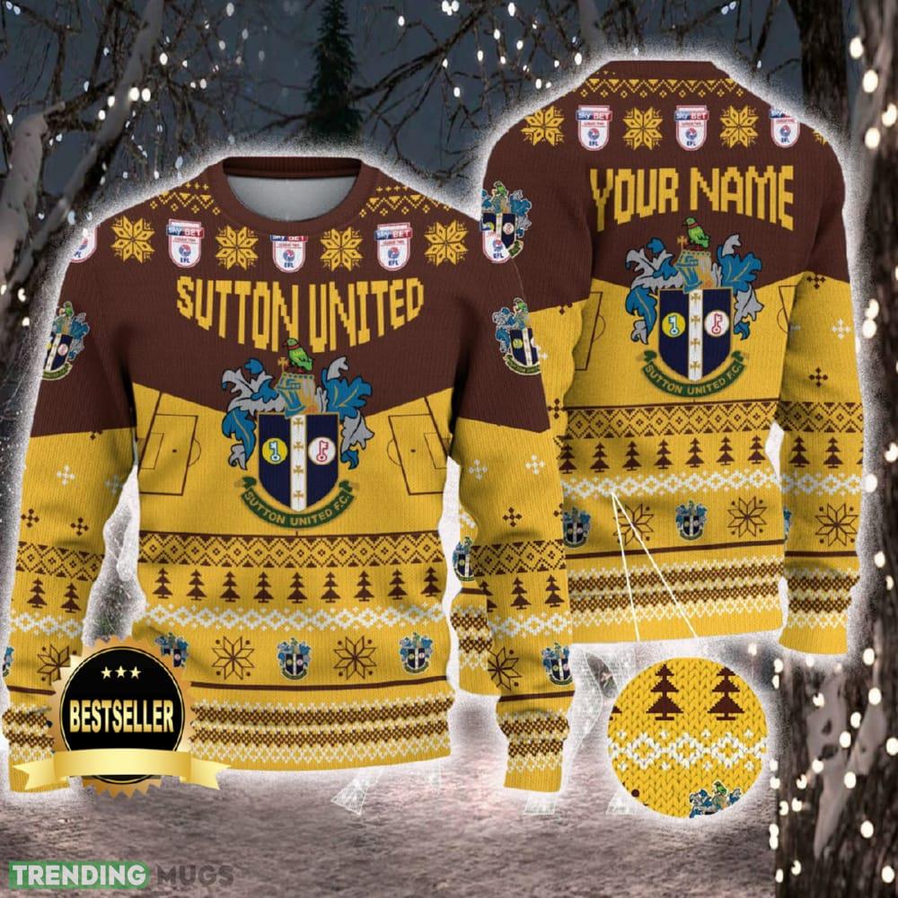 Sutton United Ugly Christmas Sweater Logo Custom Name Gift Fans - Sutton United Ugly Christmas Sweater Logo Custom Name Gift Fans Sutton United Ugly Christmas Sweater Logo Custom Name Gift Fans - Sutton United Ugly Christmas Sweater Logo Custom Name Gift Fans