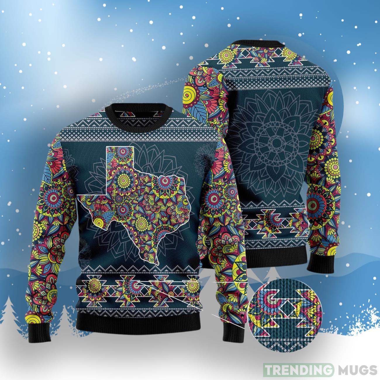 Texas Blue Mandala Ugly Christmas Sweater 3D Sweater Texas Blue Mandala Ugly Christmas Sweater 3D Sweater