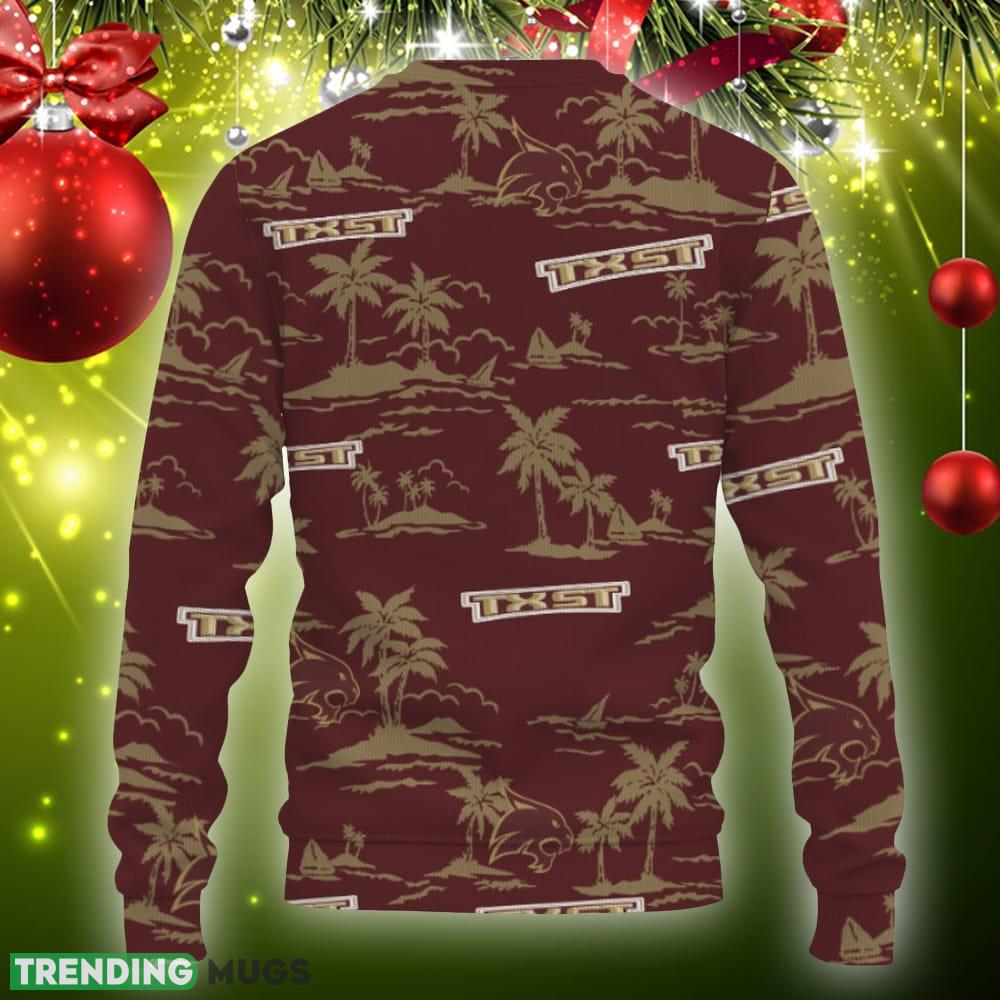 Texas State Bobcats Aloha Hawaii Beach Knitted Christmas Sweater Gift Holidays 3D Sweater Texas State Bobcats Aloha Hawaii Beach Knitted Christmas Sweater Gift Holidays 3D Sweater