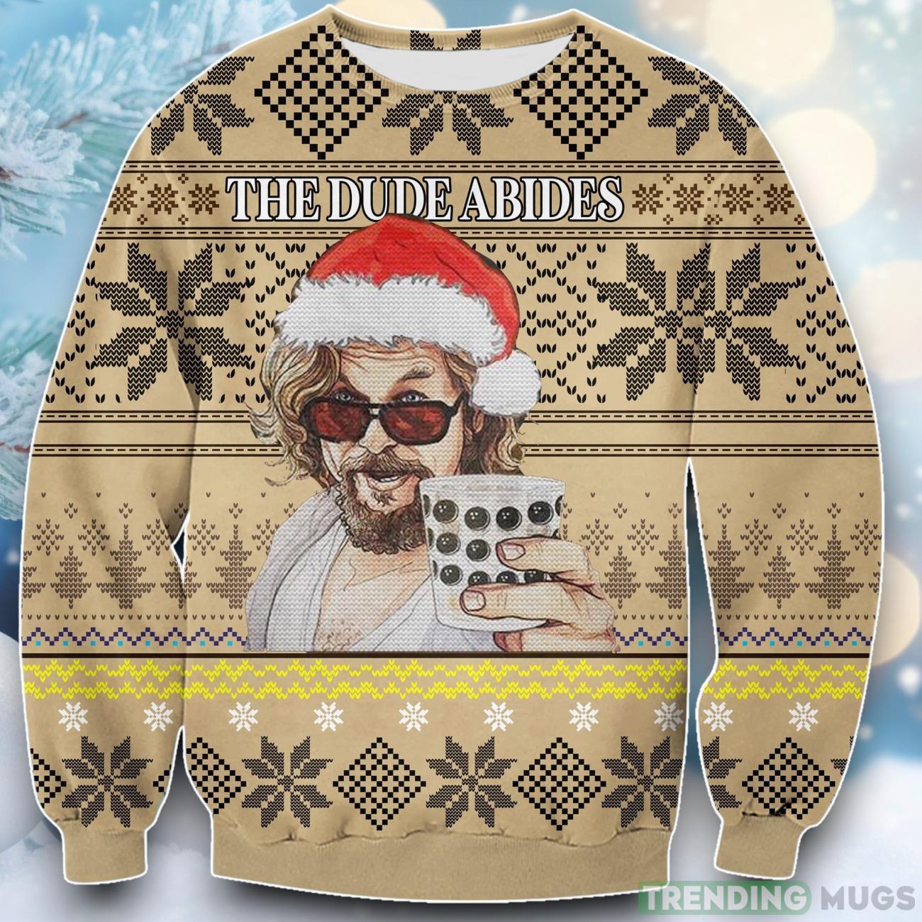 The Dude Abides Print Ugly Christmas Sweater For Men & Women Product Photo 1