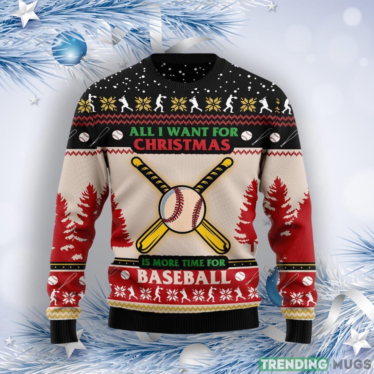 Time For Baseball Ugly Christmas Sweater For Everyone Product Photo 1 Time For Baseball Ugly Christmas Sweater For Everyone Product Photo 1
