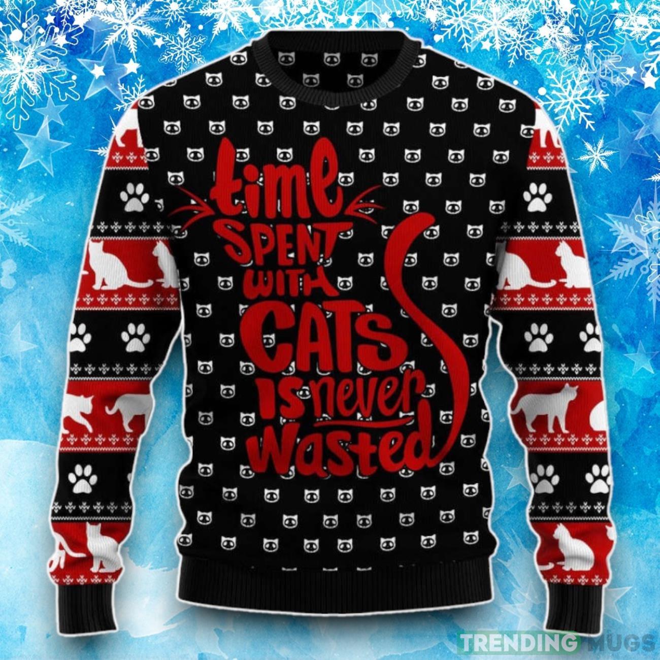Time With Cat Christmas Ugly Christmas Sweater For Men And Women Product Photo 1 Time With Cat Christmas Ugly Christmas Sweater For Men And Women Product Photo 1