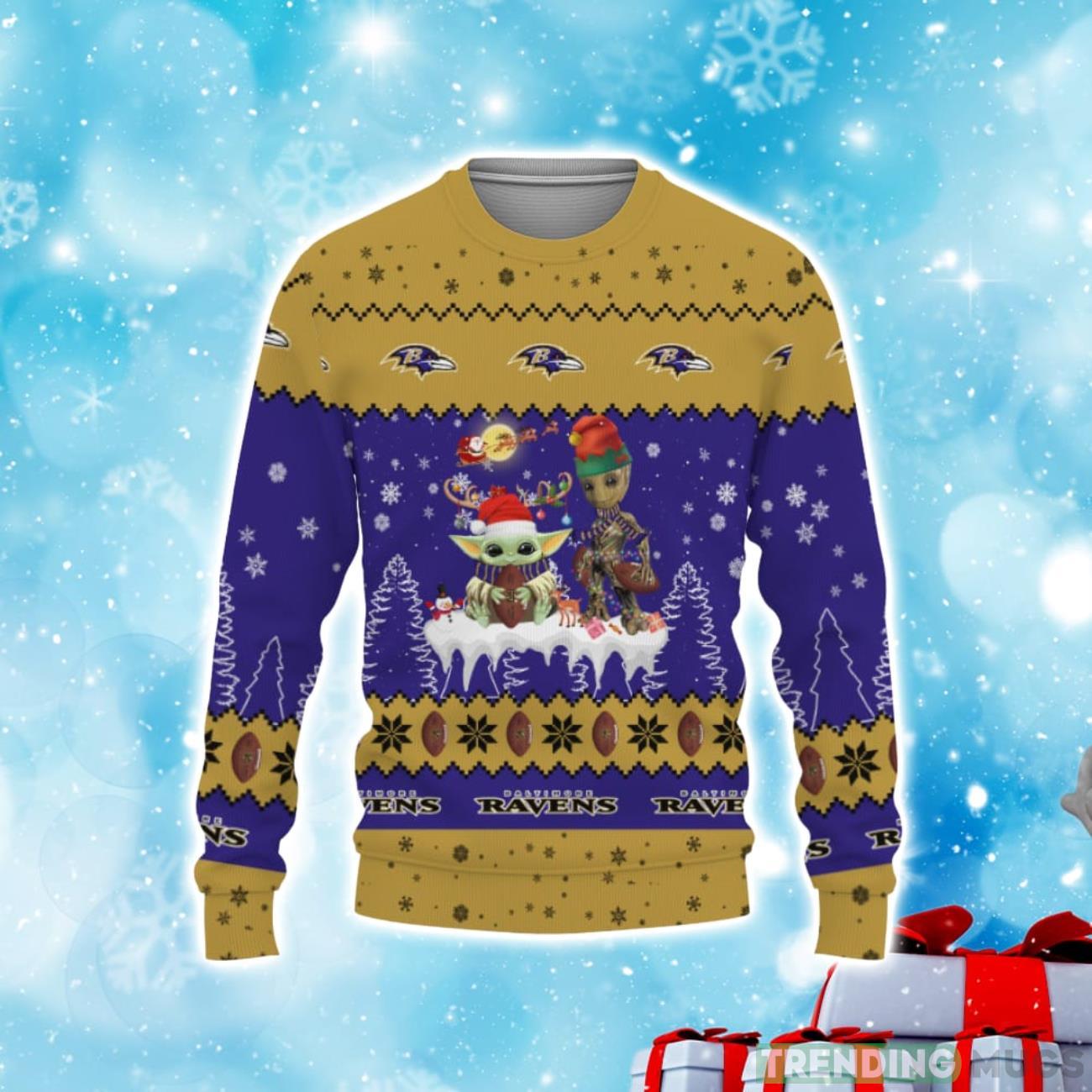 Tis The Season Christmas 2023 Baby Yoda Groot Cute Unisex Gift Football American Baltimore Ravens Product Photo 1 Tis The Season Christmas 2023 Baby Yoda Groot Cute Unisex Gift Football American Baltimore Ravens Product Photo 1