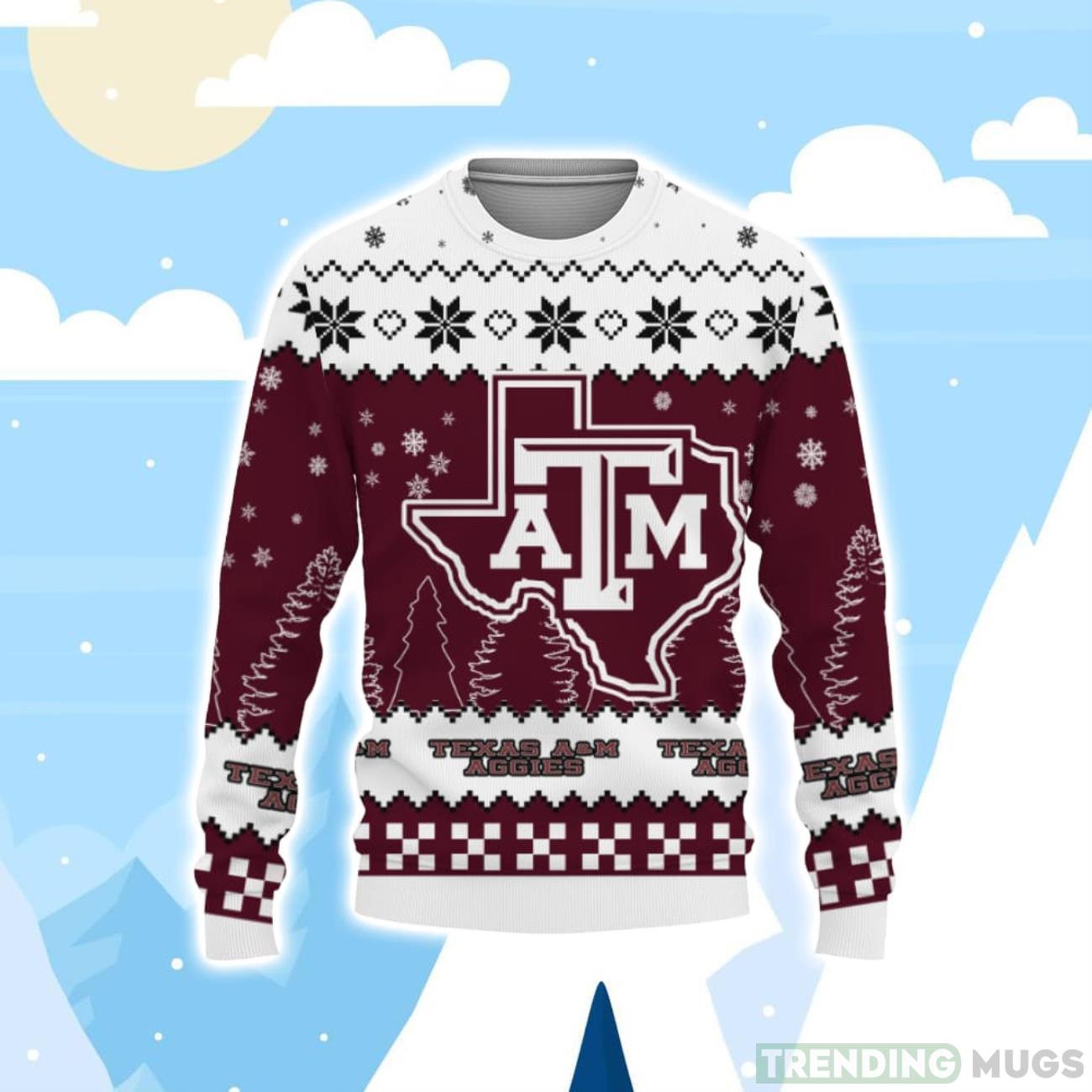 Ugly Christmas Sweater Snow Team Logo Texas AM Aggies Unisex Gifts For Fan Product Photo 1 Ugly Christmas Sweater Snow Team Logo Texas AM Aggies Unisex Gifts For Fan Product Photo 1