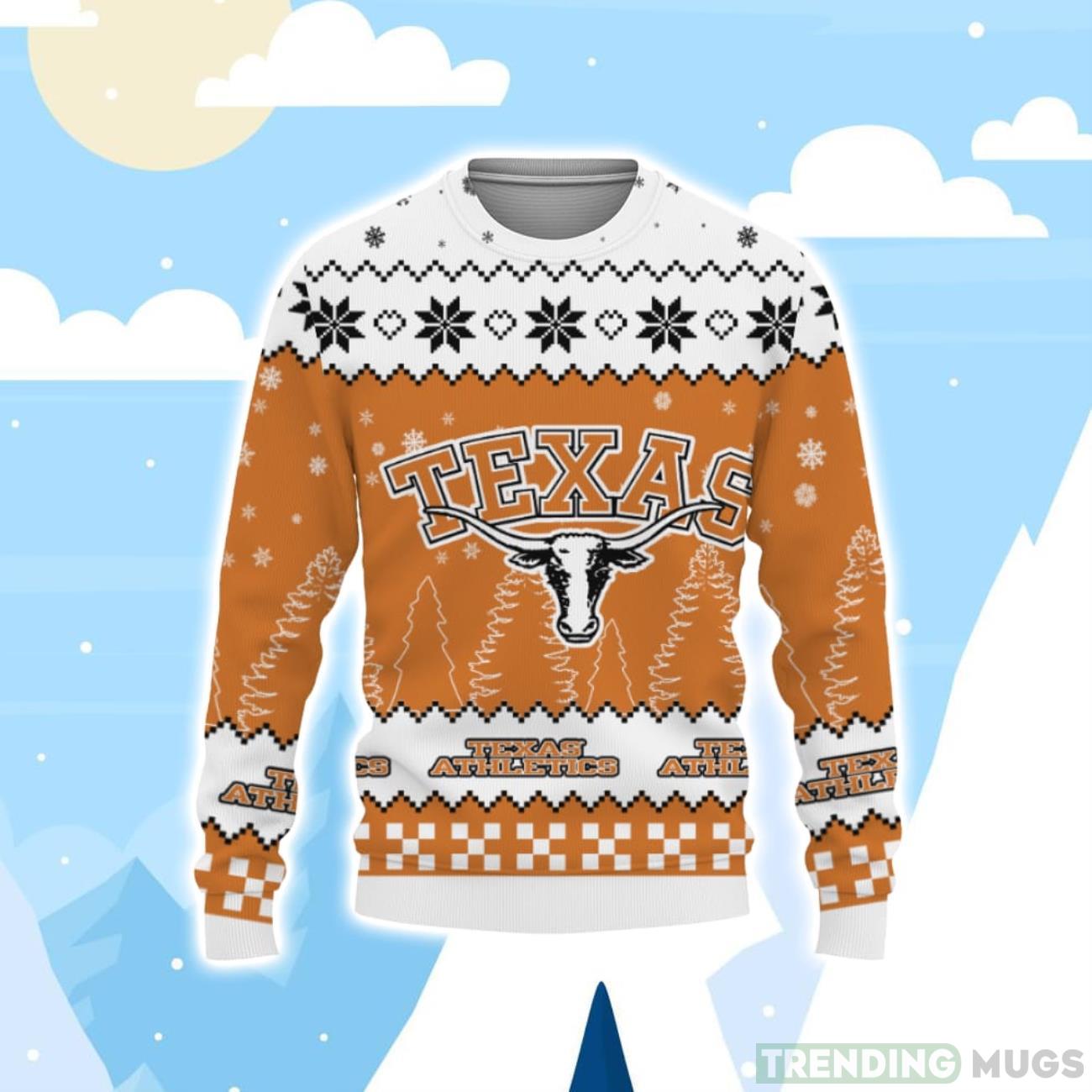 Ugly Christmas Sweater Snow Team Logo Texas Longhorns Unisex Gifts For Fan Product Photo 1 Ugly Christmas Sweater Snow Team Logo Texas Longhorns Unisex Gifts For Fan Product Photo 1