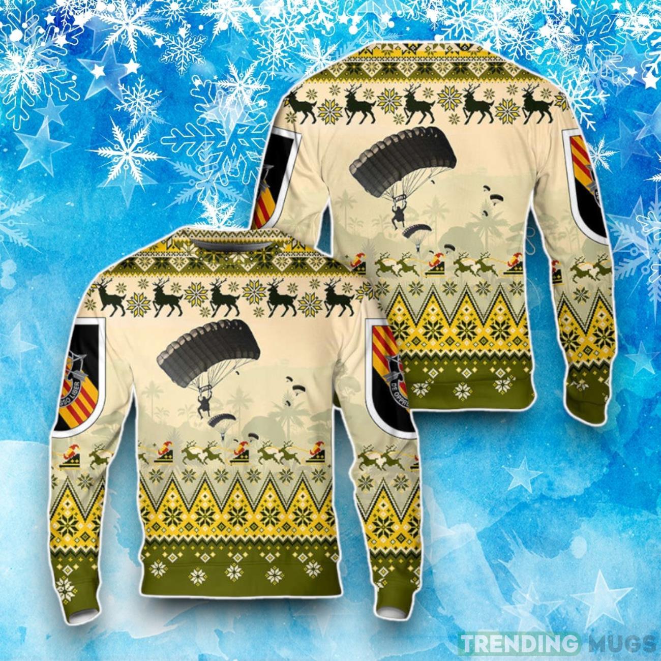 Unique Parachute Christmas Ugly Sweater US Army 5th SFG(A) Paratroopers Product Photo 1 Unique Parachute Christmas Ugly Sweater US Army 5th SFG(A) Paratroopers Product Photo 1
