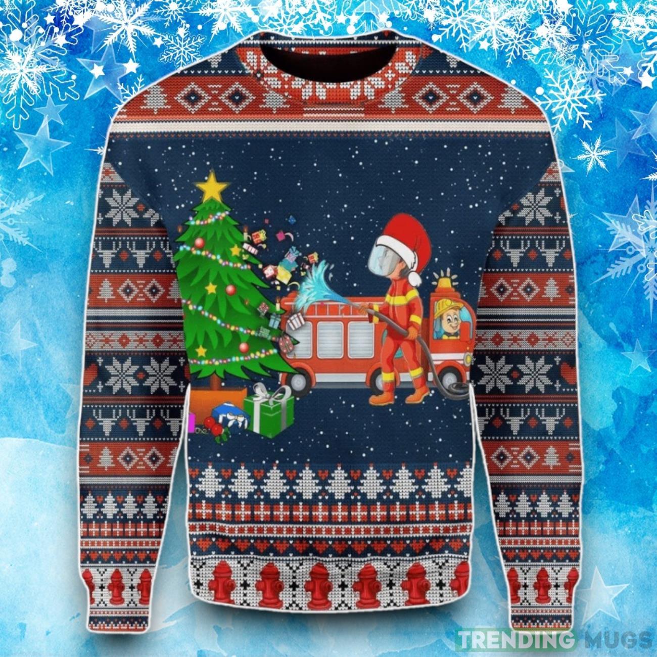 Unisex Firefighter Ugly Christmas Sweater Product Photo 1 Unisex Firefighter Ugly Christmas Sweater Product Photo 1