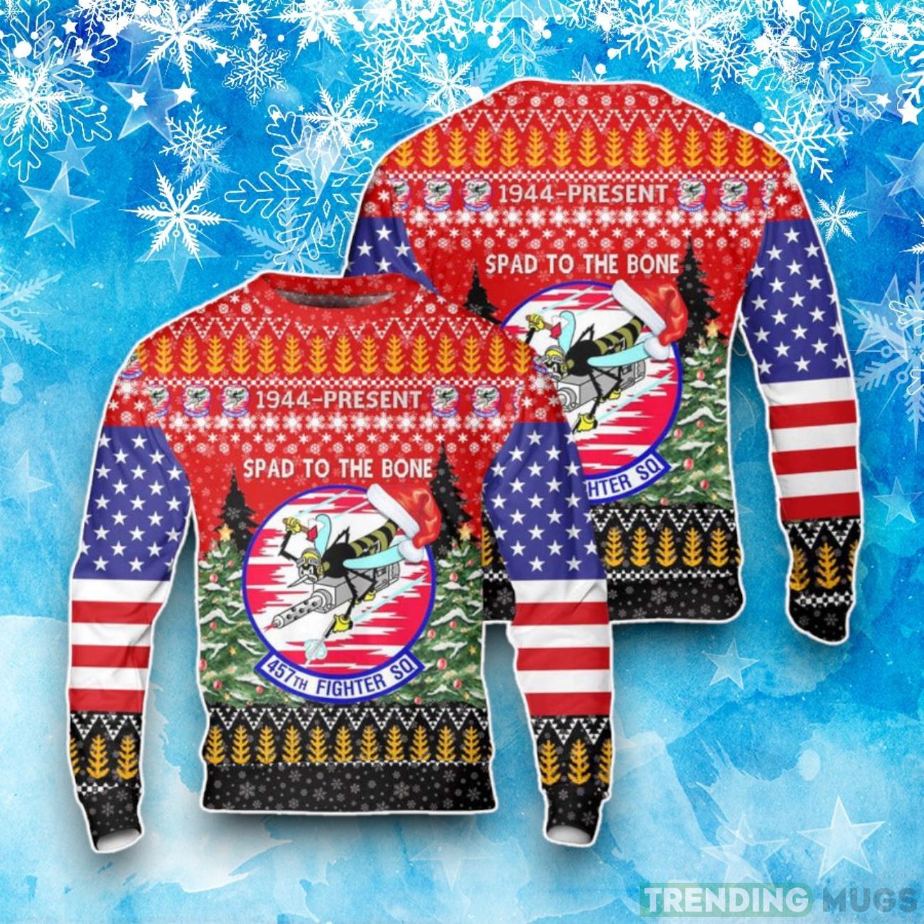 US Air Force 457th Fighter Squadron Christmas Ugly Sweater Product Photo 1 US Air Force 457th Fighter Squadron Christmas Ugly Sweater Product Photo 1