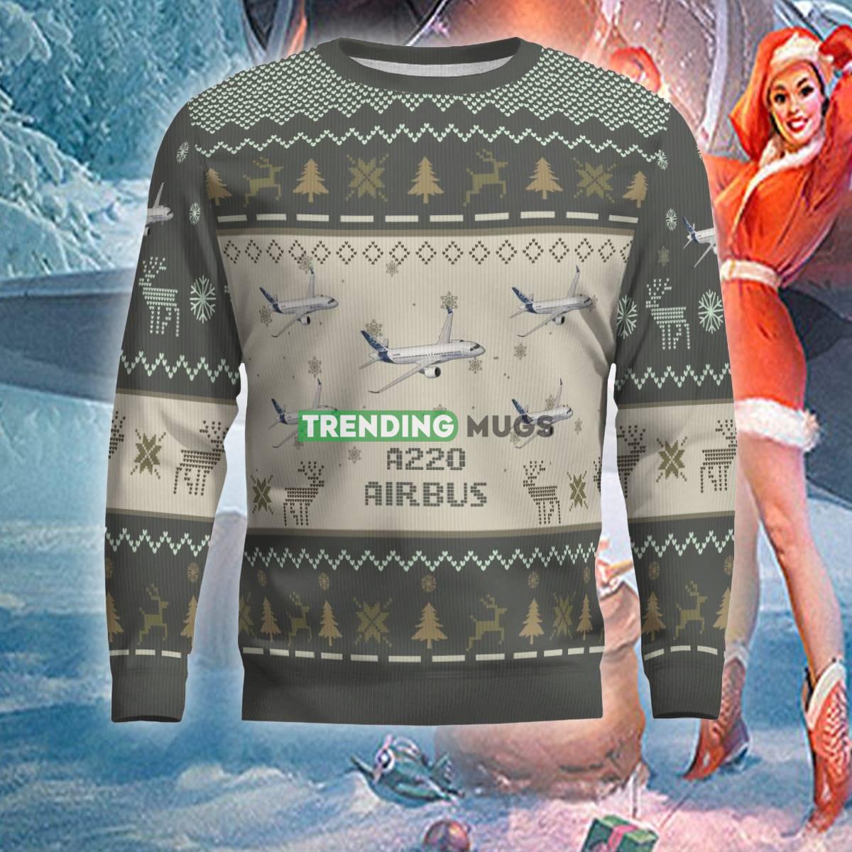 US Air Force Airbus A220 Aircraft Ugly Christmas Sweater For Veteran 3D Sweater US Air Force Airbus A220 Aircraft Ugly Christmas Sweater For Veteran 3D Sweater