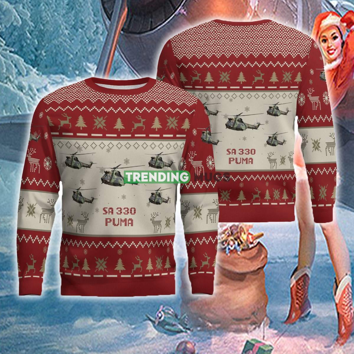 US Air Force Aérospatiale Puma Aircraft Red Knitted Christmas Sweater For Veteran - Aérospatiale Puma Aircraft Ugly Christmas Sweater US Air Force Red Photo 1 US Air Force Aérospatiale Puma Aircraft Red Knitted Christmas Sweater For Veteran - Aérospatiale Puma Aircraft Ugly Christmas Sweater US Air Force Red Photo 1