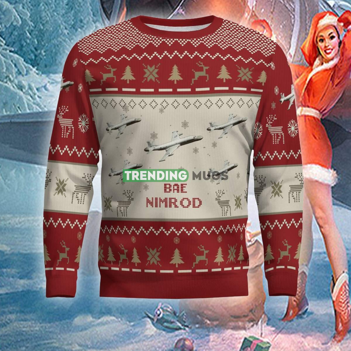 US Air Force BAE Nimrod Aircraft Red Ugly Christmas Sweater AOP Gift For Men Women 3D Sweater US Air Force BAE Nimrod Aircraft Red Ugly Christmas Sweater AOP Gift For Men Women 3D Sweater