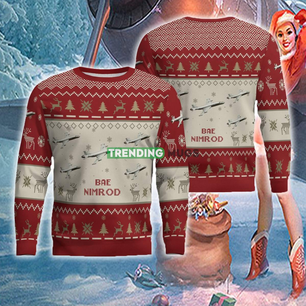 US Air Force BAE Nimrod Aircraft Red Ugly Christmas Sweater AOP Gift For Men Women - BAE Nimrod Aircraft Ugly Christmas Sweater US Air Force Red Photo 1 US Air Force BAE Nimrod Aircraft Red Ugly Christmas Sweater AOP Gift For Men Women - BAE Nimrod Aircraft Ugly Christmas Sweater US Air Force Red Photo 1