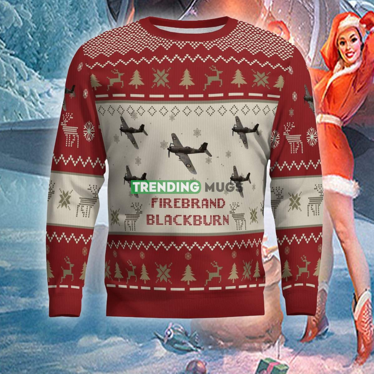 US Air Force Blackburn Firebrand Aircraft Red Knitted Xmas Sweater AOP Gift For Men Women 3D Sweater US Air Force Blackburn Firebrand Aircraft Red Knitted Xmas Sweater AOP Gift For Men Women 3D Sweater