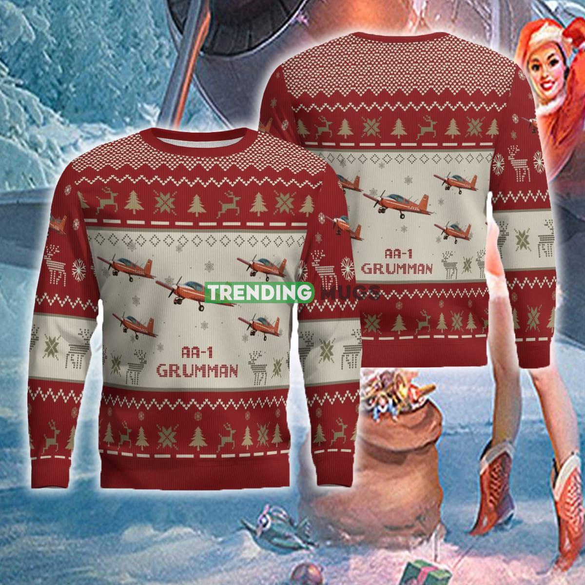 US Air Force Grumman AA-1A AA1A Aircraft Red Ugly Christmas Sweater Gift For Men Women - Grumman AA-1A AA1A Aircraft Ugly Christmas Sweater US Air Force Red Photo 1 US Air Force Grumman AA-1A AA1A Aircraft Red Ugly Christmas Sweater Gift For Men Women - Grumman AA-1A AA1A Aircraft Ugly Christmas Sweater US Air Force Red Photo 1