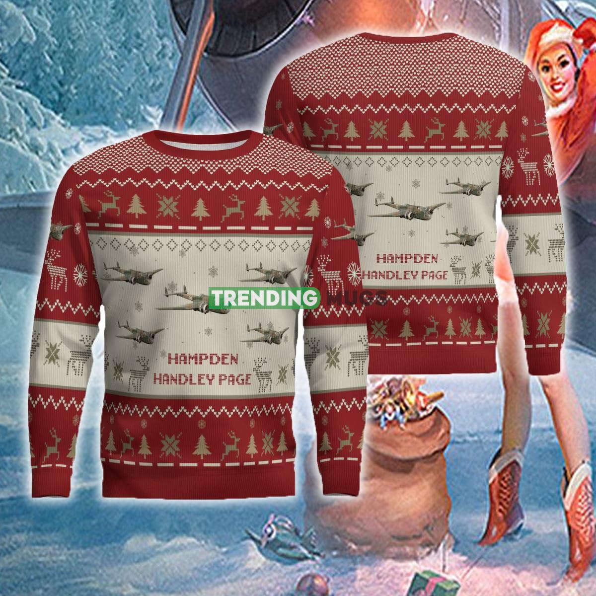 US Air Force Handley Page Hampden Aircraft Red Ugly Christmas 3D Sweater Gift For Men Women - Handley Page Hampden Aircraft Ugly Christmas Sweater US Air Force Red Photo 1 US Air Force Handley Page Hampden Aircraft Red Ugly Christmas 3D Sweater Gift For Men Women - Handley Page Hampden Aircraft Ugly Christmas Sweater US Air Force Red Photo 1