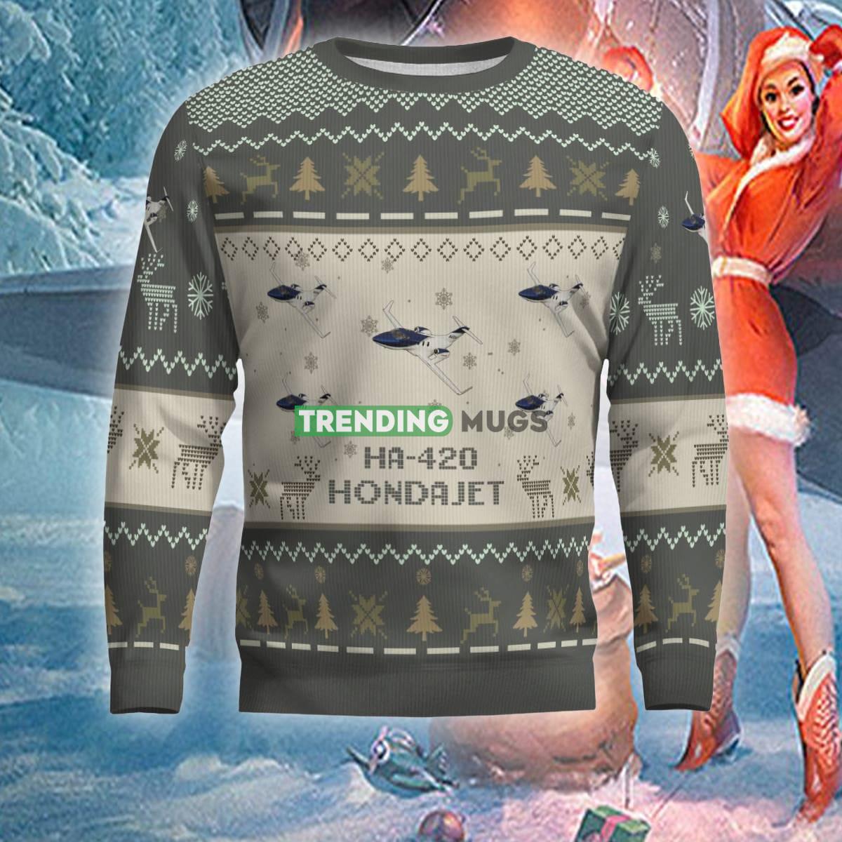 US Air Force Honda HA 420 HondaJet HA420 Aircraft Knitted Christmas Sweater For Veteran 3D Sweater US Air Force Honda HA 420 HondaJet HA420 Aircraft Knitted Christmas Sweater For Veteran 3D Sweater