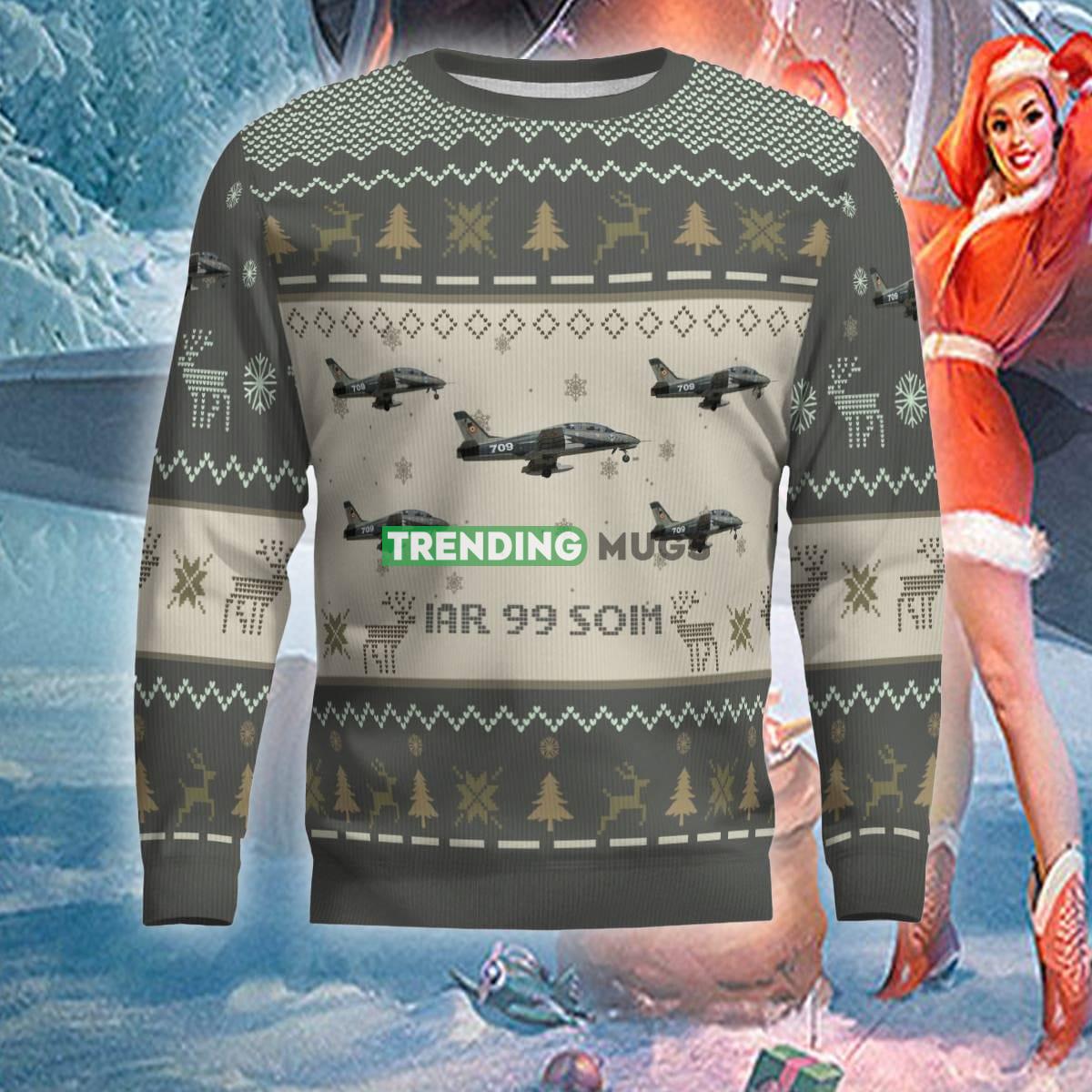 US Air Force IAR 99 Soim Aircraft Knitted Xmas Sweater AOP Gift For Men Women 3D Sweater US Air Force IAR 99 Soim Aircraft Knitted Xmas Sweater AOP Gift For Men Women 3D Sweater