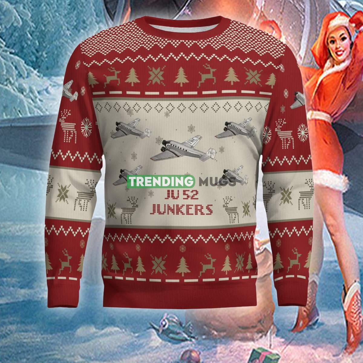 US Air Force Junkers Ju 52 Aircraft Red Ugly Christmas 3D Sweater Gift For Men Women 3D Sweater US Air Force Junkers Ju 52 Aircraft Red Ugly Christmas 3D Sweater Gift For Men Women 3D Sweater