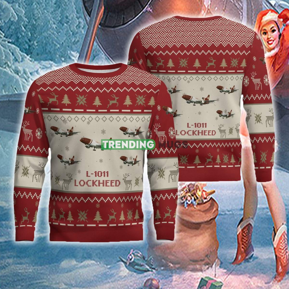 US Air Force Lockheed L-1011 TriStar L1011 Aircraft Red Ugly Christmas Sweater Gift For Men Women - Lockheed L-1011 TriStar L1011 Aircraft Ugly Christmas Sweater US Air Force Red Photo 1 US Air Force Lockheed L-1011 TriStar L1011 Aircraft Red Ugly Christmas Sweater Gift For Men Women - Lockheed L-1011 TriStar L1011 Aircraft Ugly Christmas Sweater US Air Force Red Photo 1