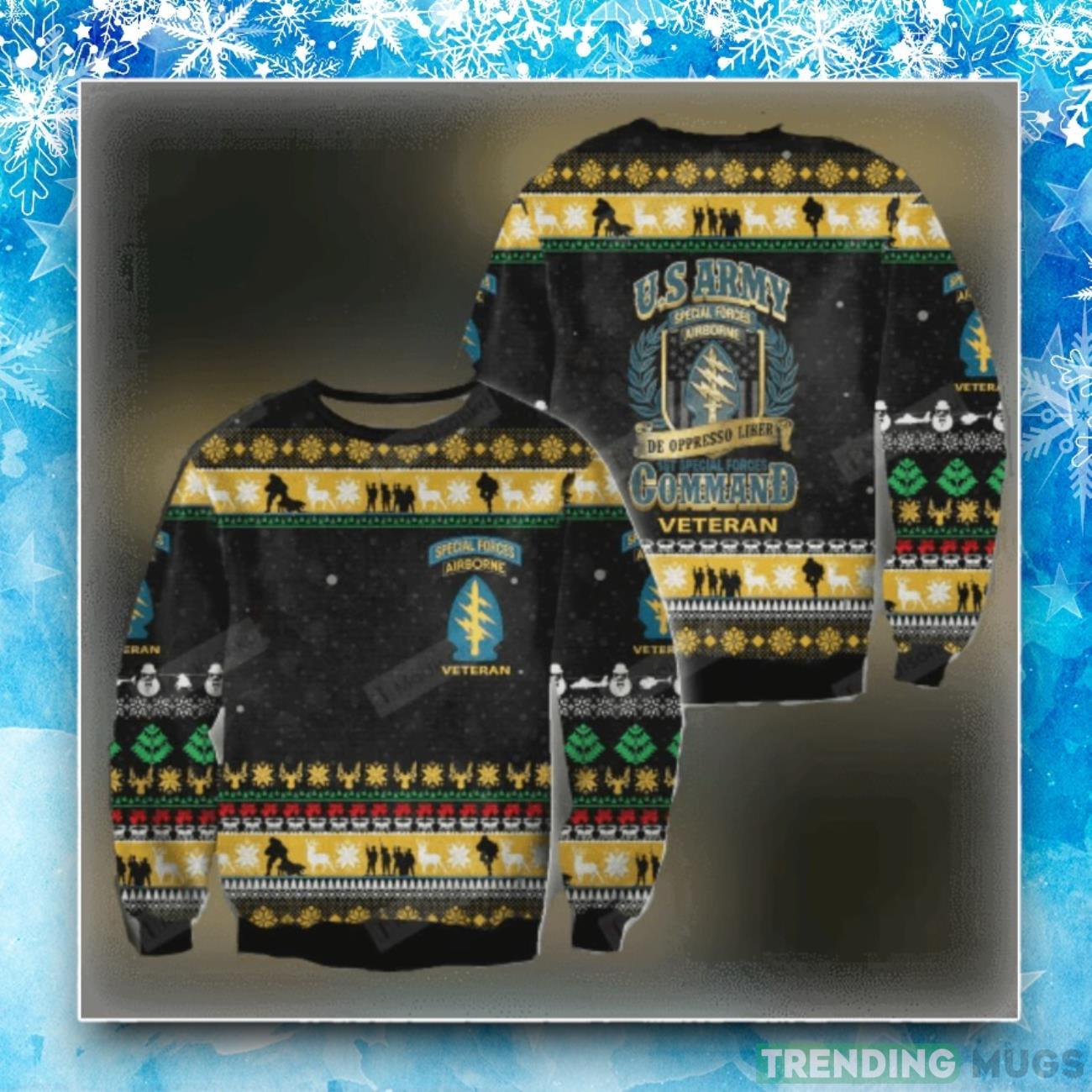 US Army Special Forces Airborne Christmas Pattern Black Ugly Christmas Sweater Product Photo 1 US Army Special Forces Airborne Christmas Pattern Black Ugly Christmas Sweater Product Photo 1