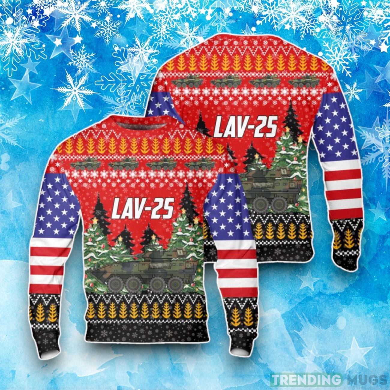 U.S. Marine Corps Light Armored Vehicle LAV-25 Ugly Christmas Sweater Product Photo 1