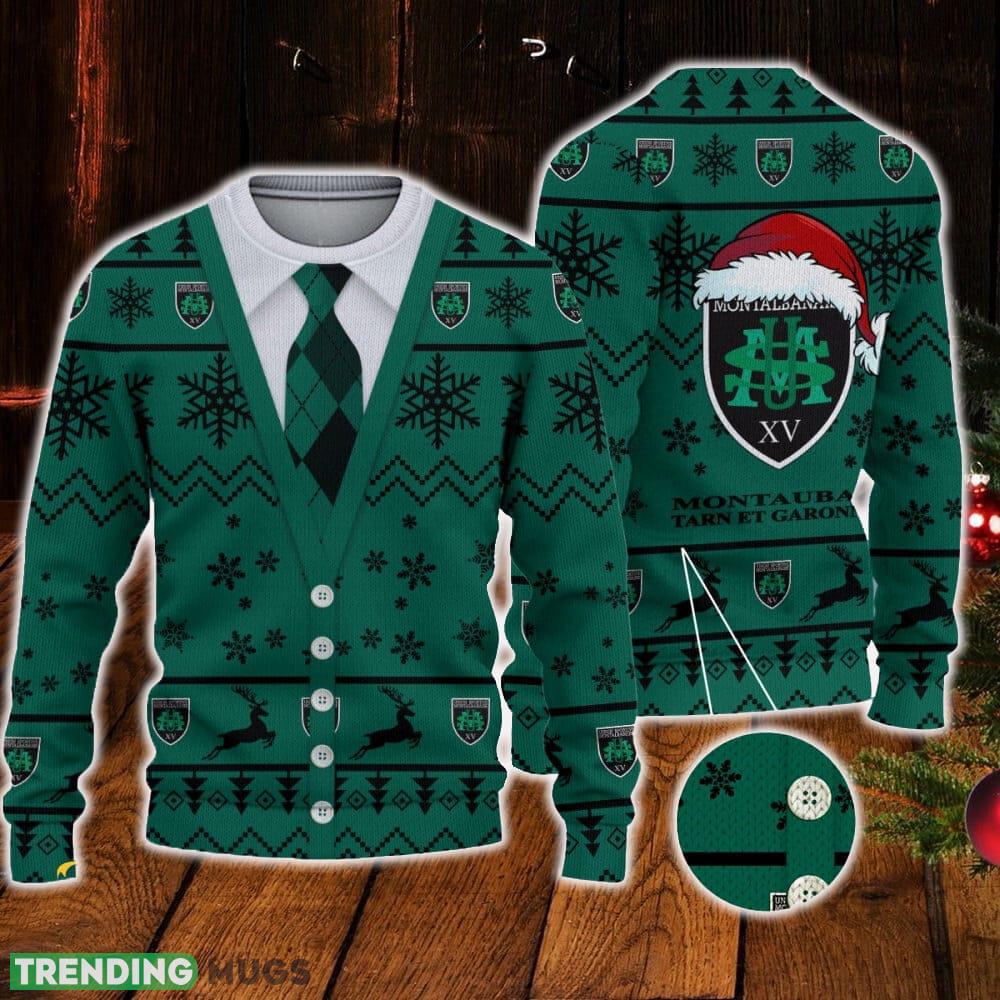 US Montauban Logo For Fans Santa Hat Ugly Christmas Sweater New Gift For Men And Women - US Montauban Logo For Fans Santa Hat Ugly Christmas Sweater New Gift For Men And Women US Montauban Logo For Fans Santa Hat Ugly Christmas Sweater New Gift For Men And Women - US Montauban Logo For Fans Santa Hat Ugly Christmas Sweater New Gift For Men And Women