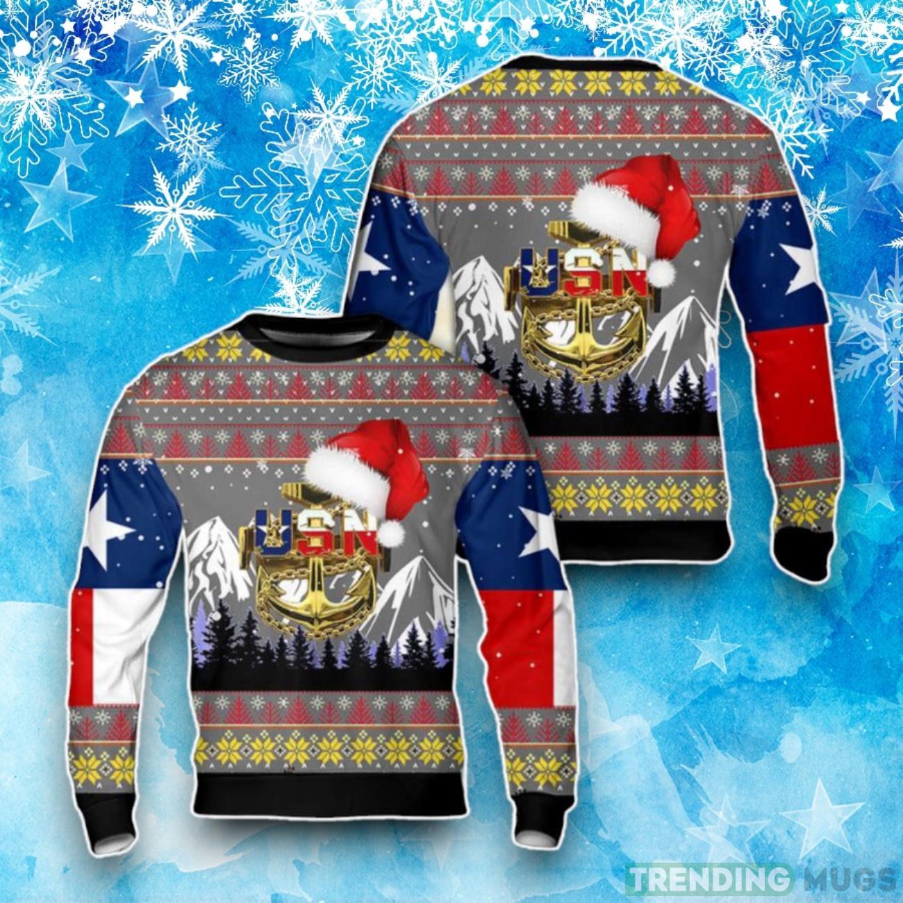 US Navy Chief Texas Style Christmas Ugly Sweater Product Photo 1 US Navy Chief Texas Style Christmas Ugly Sweater Product Photo 1