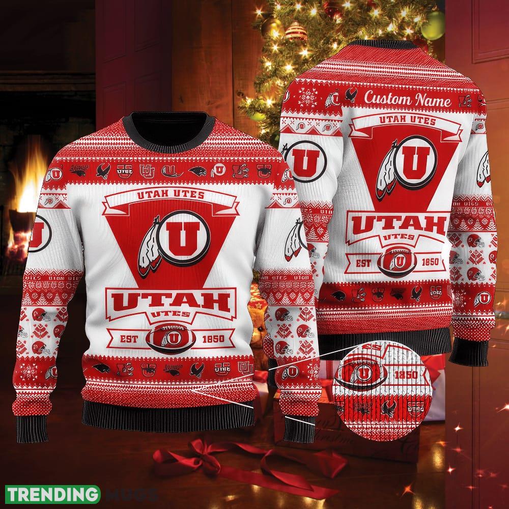 Utah Utes Football Team Logo Ugly Christmas Sweater Embroider Custom Name - Utah Utes Football Team Logo Ugly Christmas Sweater Embroider Custom Name Utah Utes Football Team Logo Ugly Christmas Sweater Embroider Custom Name - Utah Utes Football Team Logo Ugly Christmas Sweater Embroider Custom Name