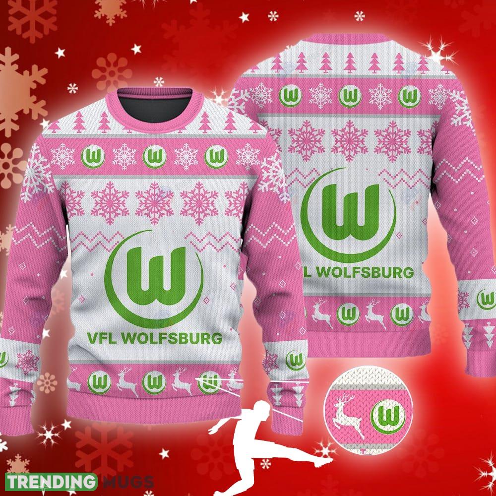VfL Wolfsburg Big Logo Ugly Christmas Tree Pink Sweater Gift For Fans - VfL Wolfsburg Big Logo Ugly Snowflakes Reindeer Pink Sweater Gift For Fans VfL Wolfsburg Big Logo Ugly Christmas Tree Pink Sweater Gift For Fans - VfL Wolfsburg Big Logo Ugly Snowflakes Reindeer Pink Sweater Gift For Fans