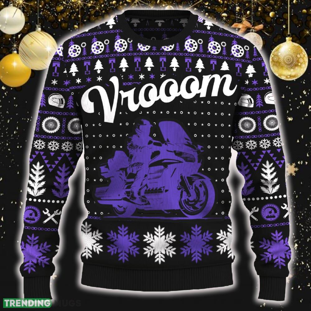 Vrooom Gold Wing Ugly Christmas Sweater New Pattern Motorcross Holidays Gift Fans - Vrooom Gold Wing Christmas Sweater_ 1 Vrooom Gold Wing Ugly Christmas Sweater New Pattern Motorcross Holidays Gift Fans - Vrooom Gold Wing Christmas Sweater_ 1